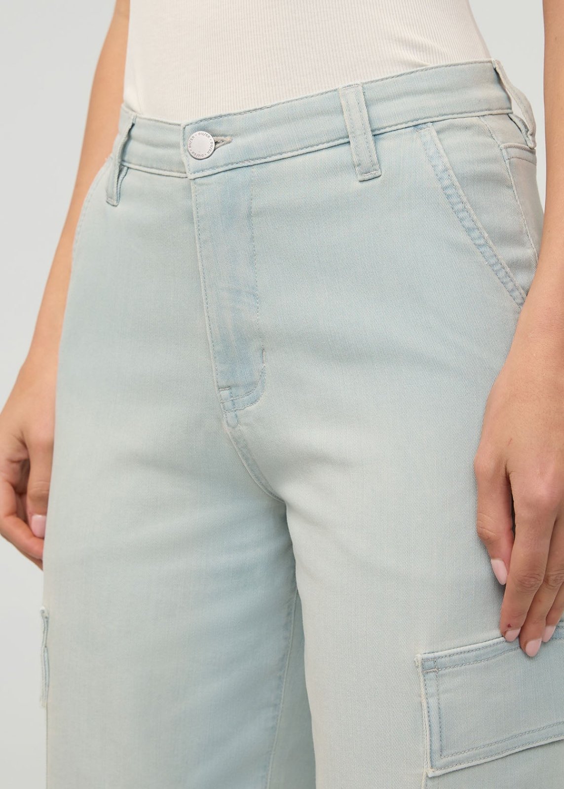 Women's Pallisade Performance Denim Lite High Rise Cargo front waistband detail