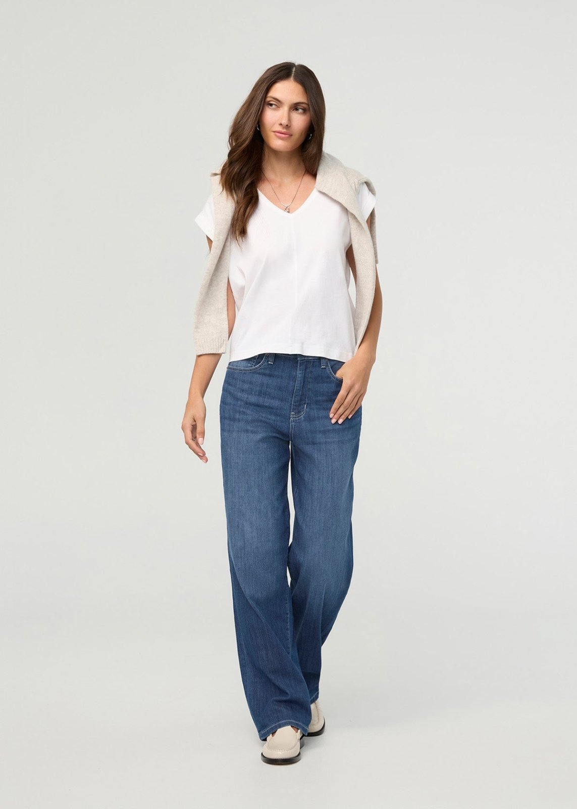 Womens Breeze Blue High Rise Straight Jeans full body