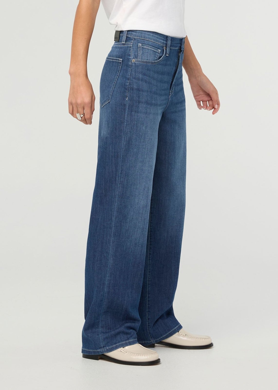 Womens Breeze Blue High Rise Straight Jeans side