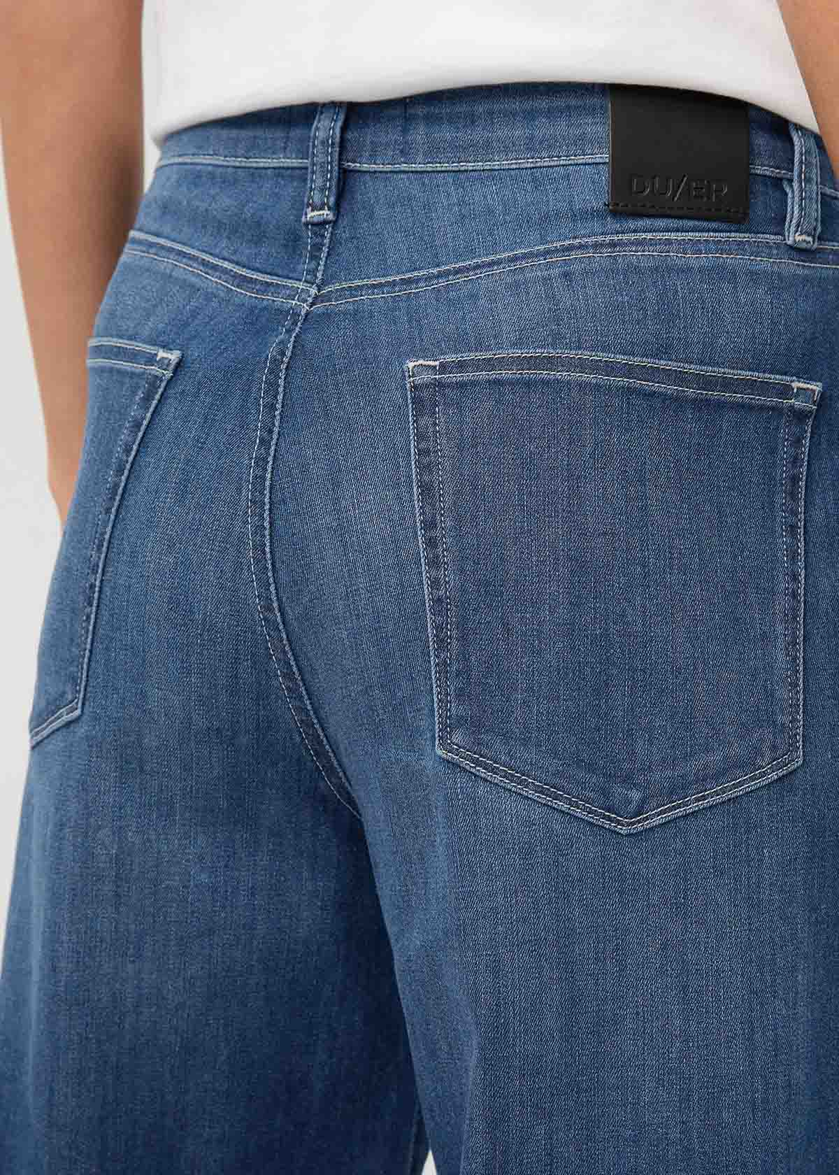 Womens Breeze Blue High Rise Straight Jeans back waistband