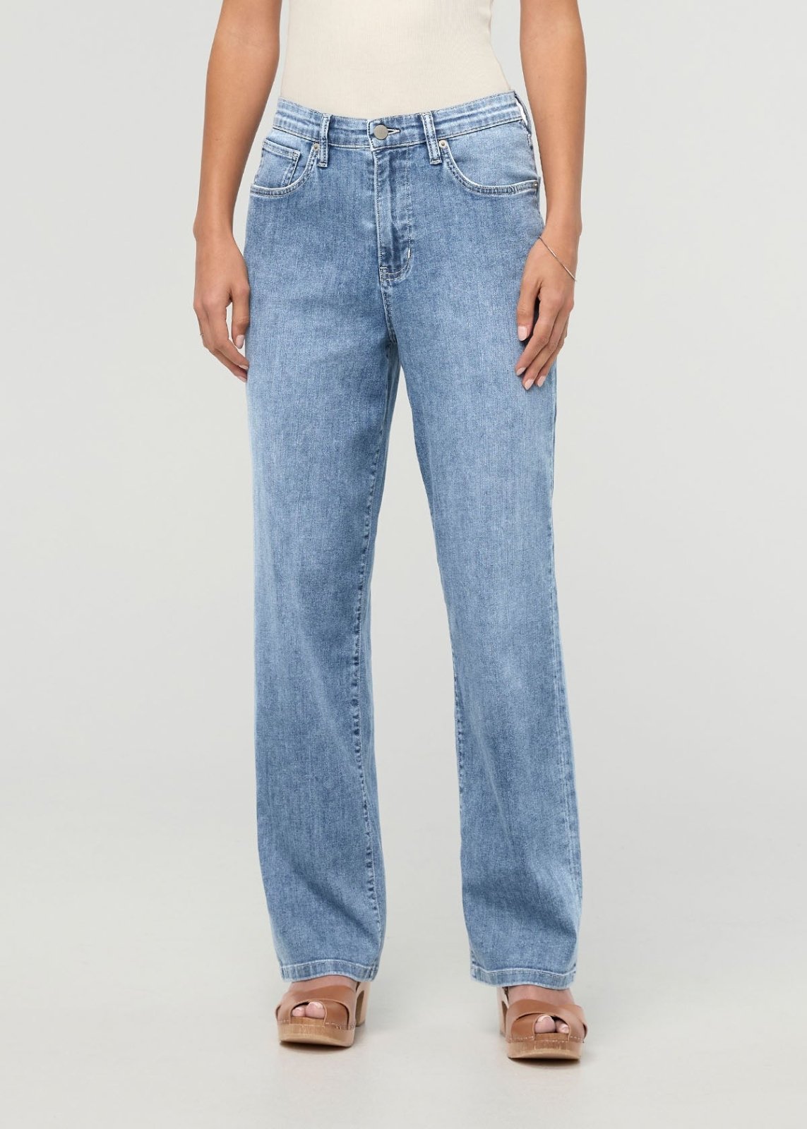 Womens Light Stone High Rise Straight Jeans front