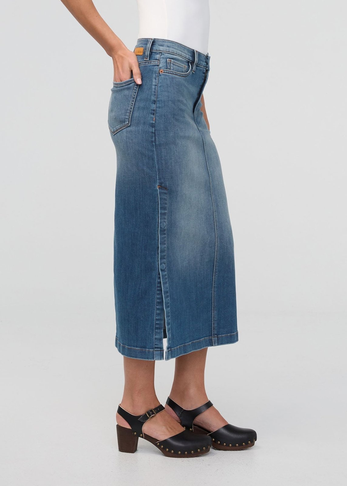 Women's Blue Ash Denim Slit Skirt