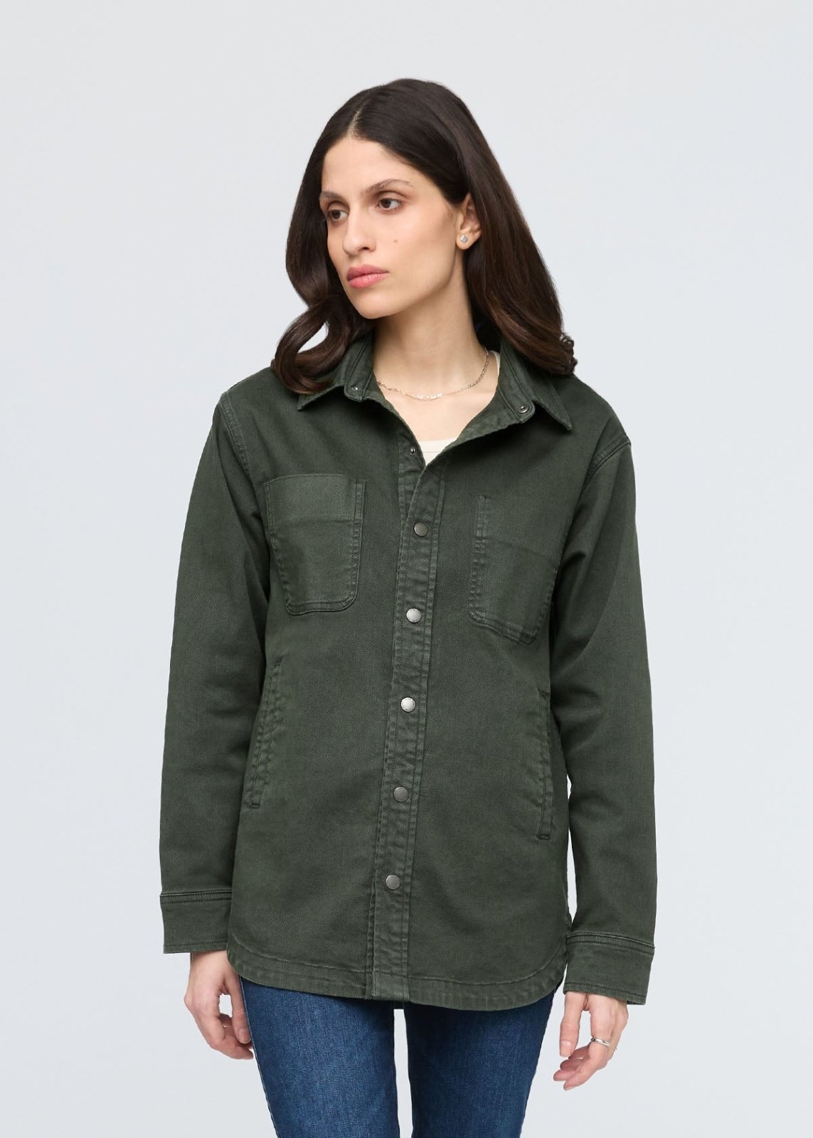 womens peat twill overshirt front