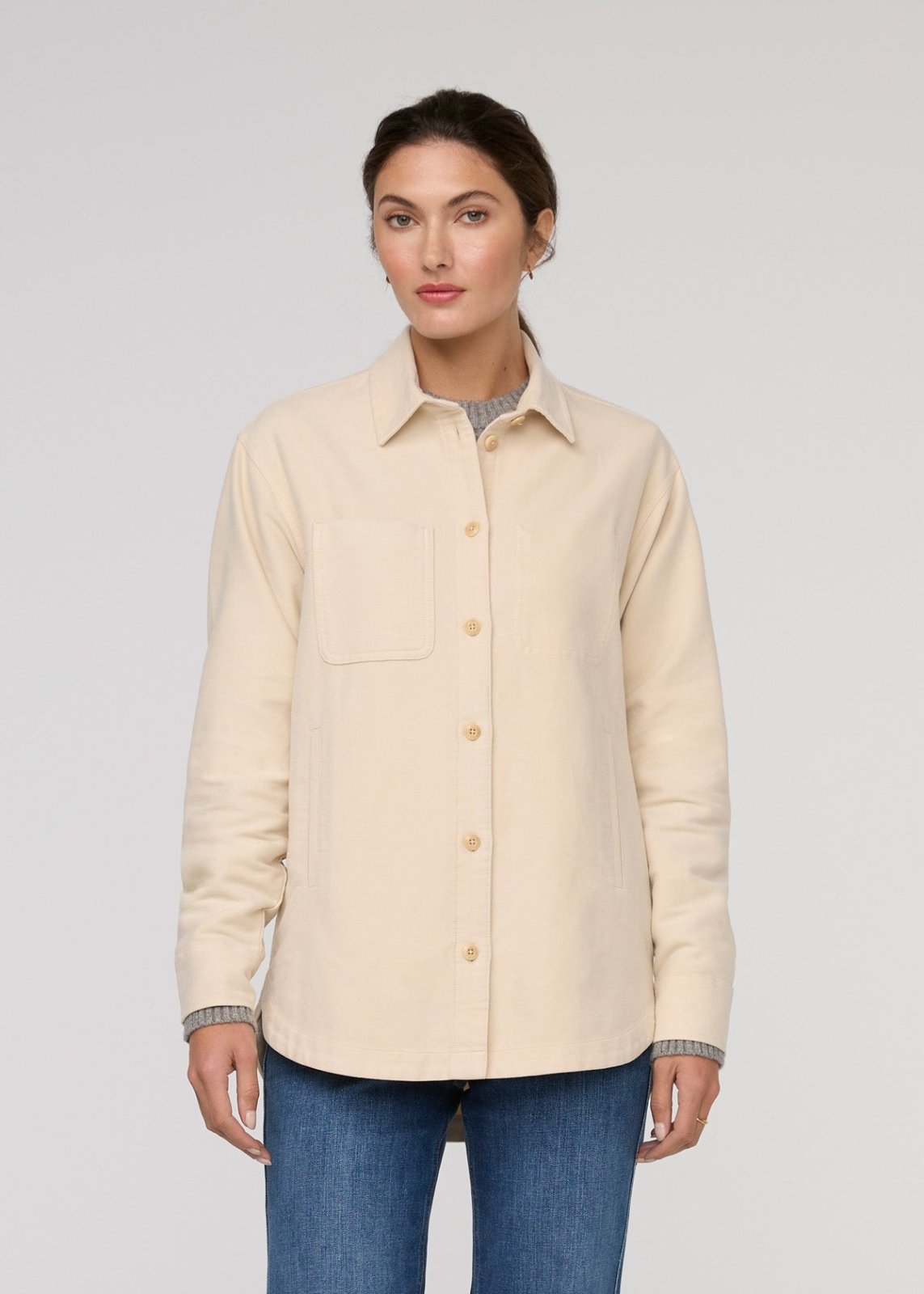 womens off-white moleskin overshirt front