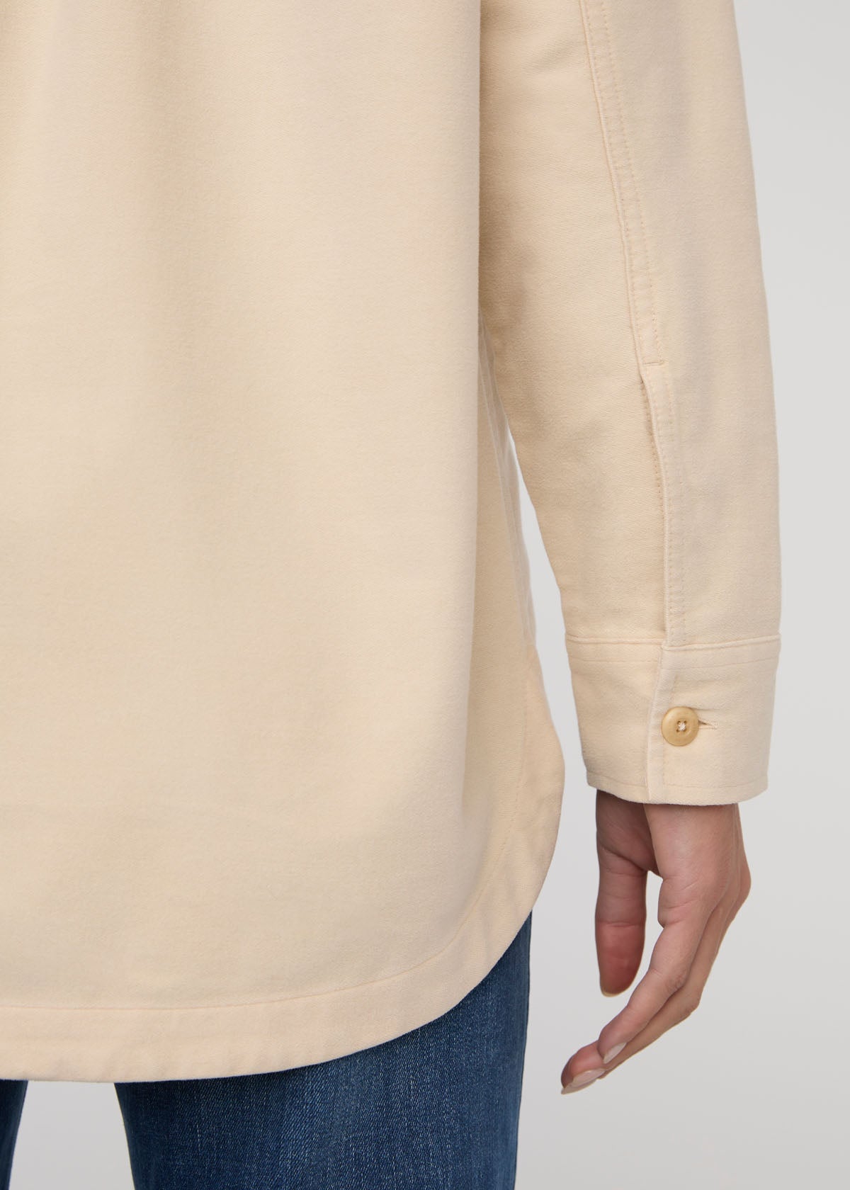 womens off-white moleskin overshirt sleeve button