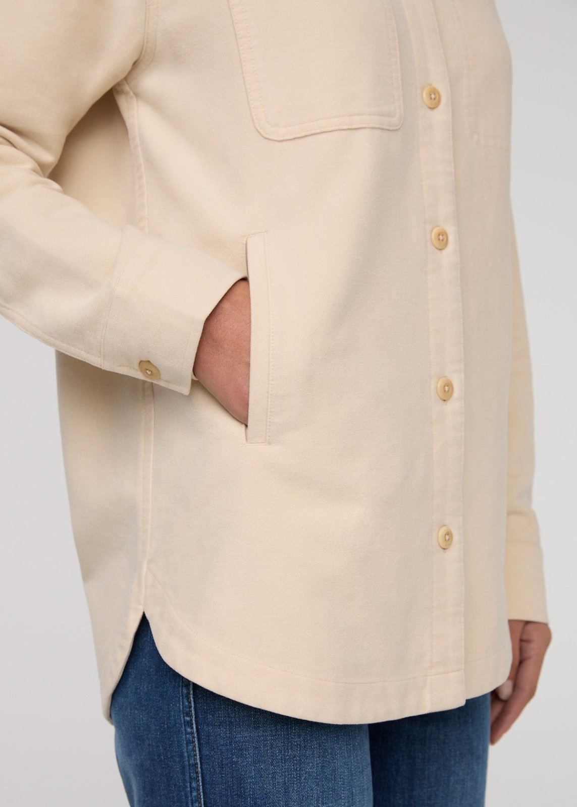 womens off-white moleskin overshirt front pockets