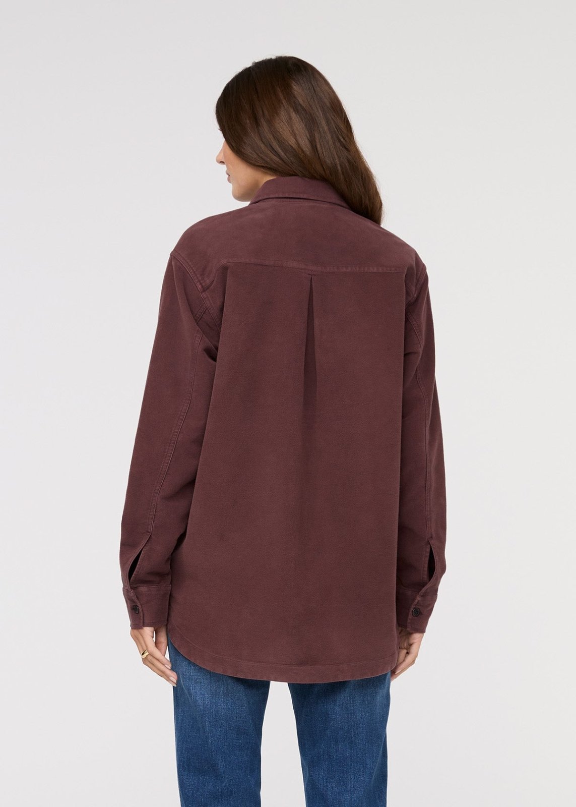 womens rich maroon moleskin overshirt back
