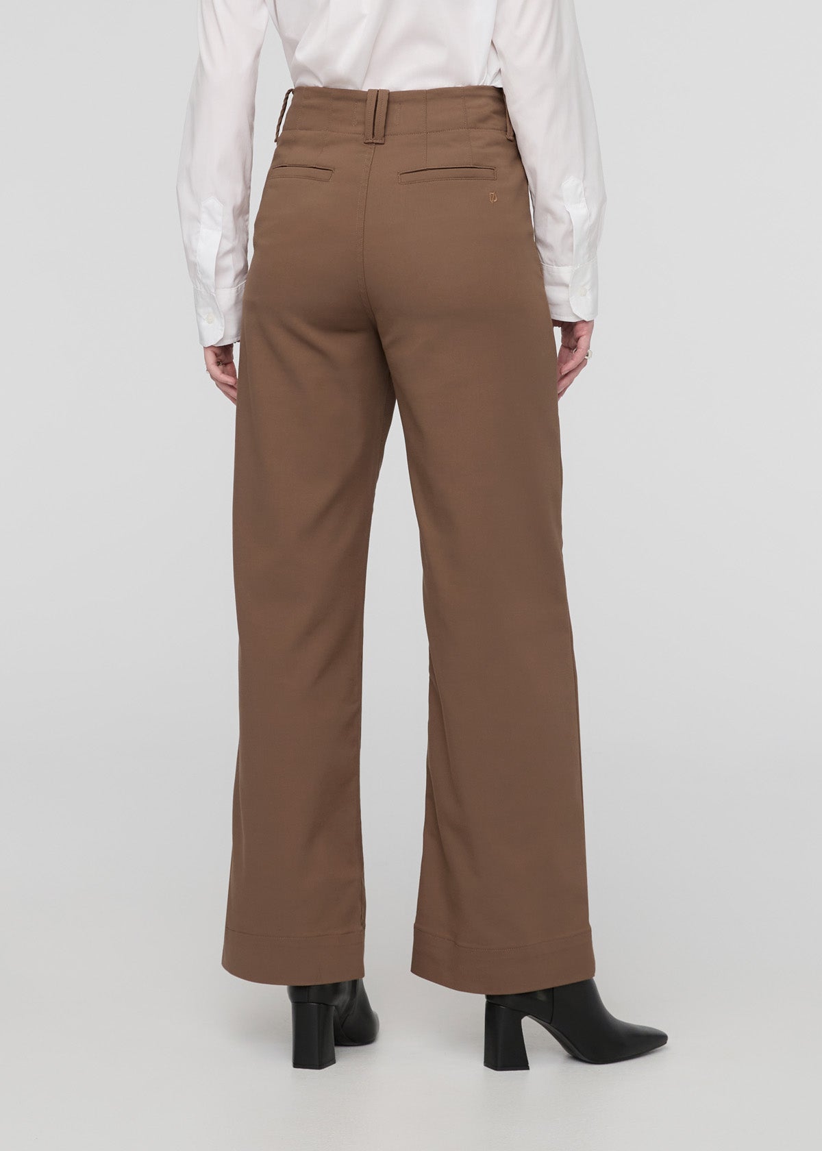 Women's Khaki High Rise Wide-Leg Trouser