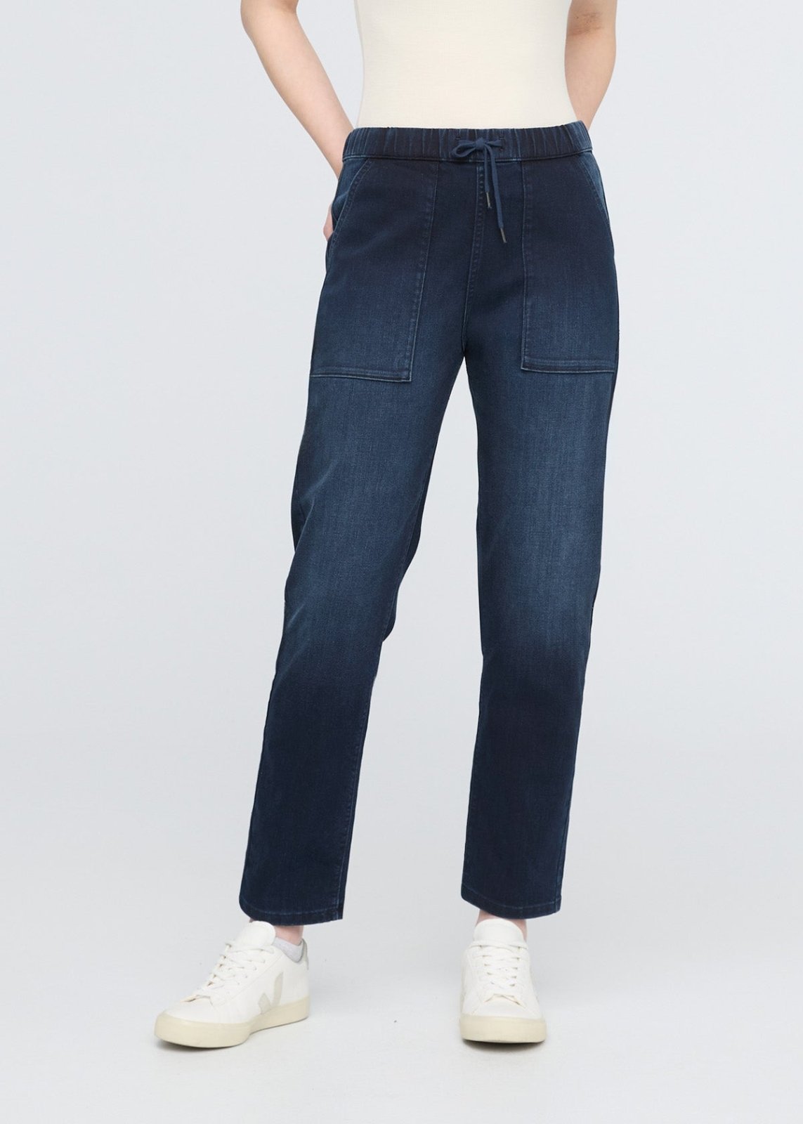 womens meteorite relaxed denim pull on pants front