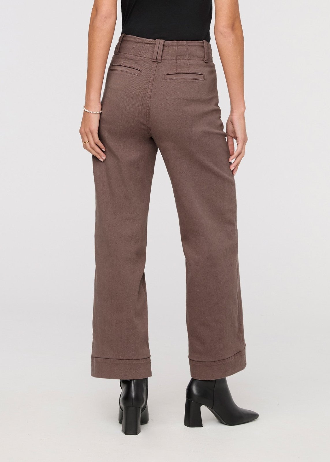 womens brown high rise trouser back
