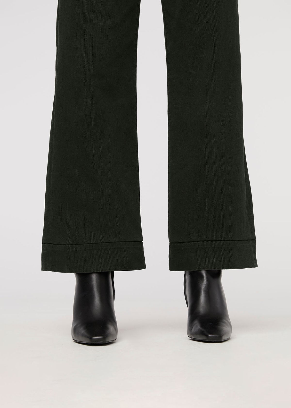 womens dark green high rise trouser hem detail