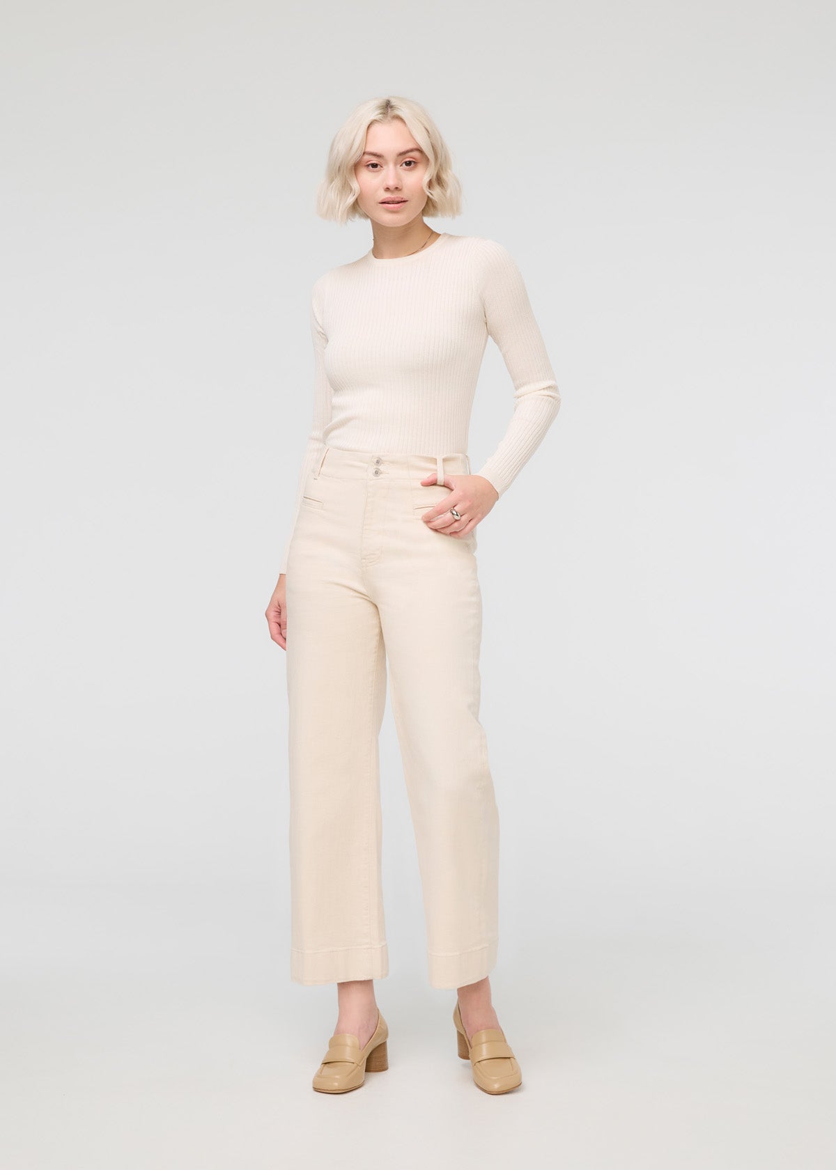 womens off-white high rise trouser full body