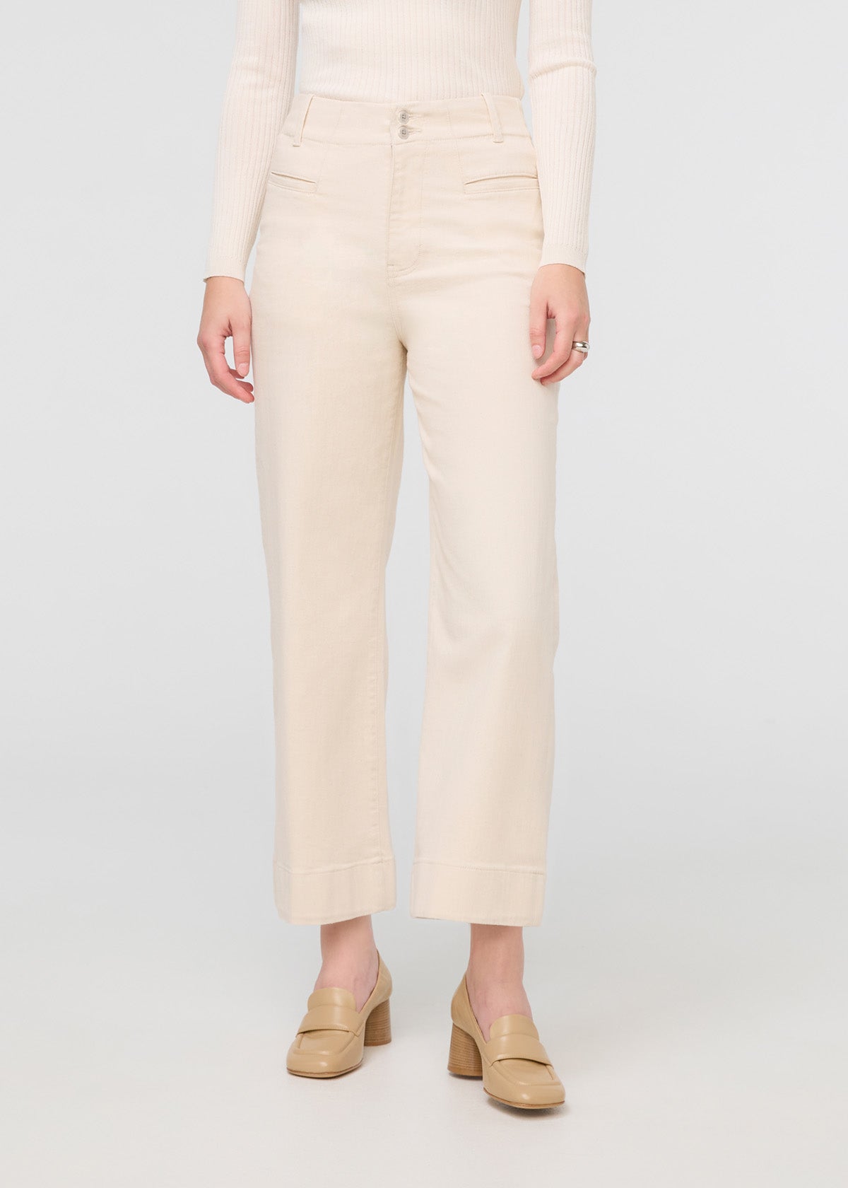 womens off-white high rise trouser front