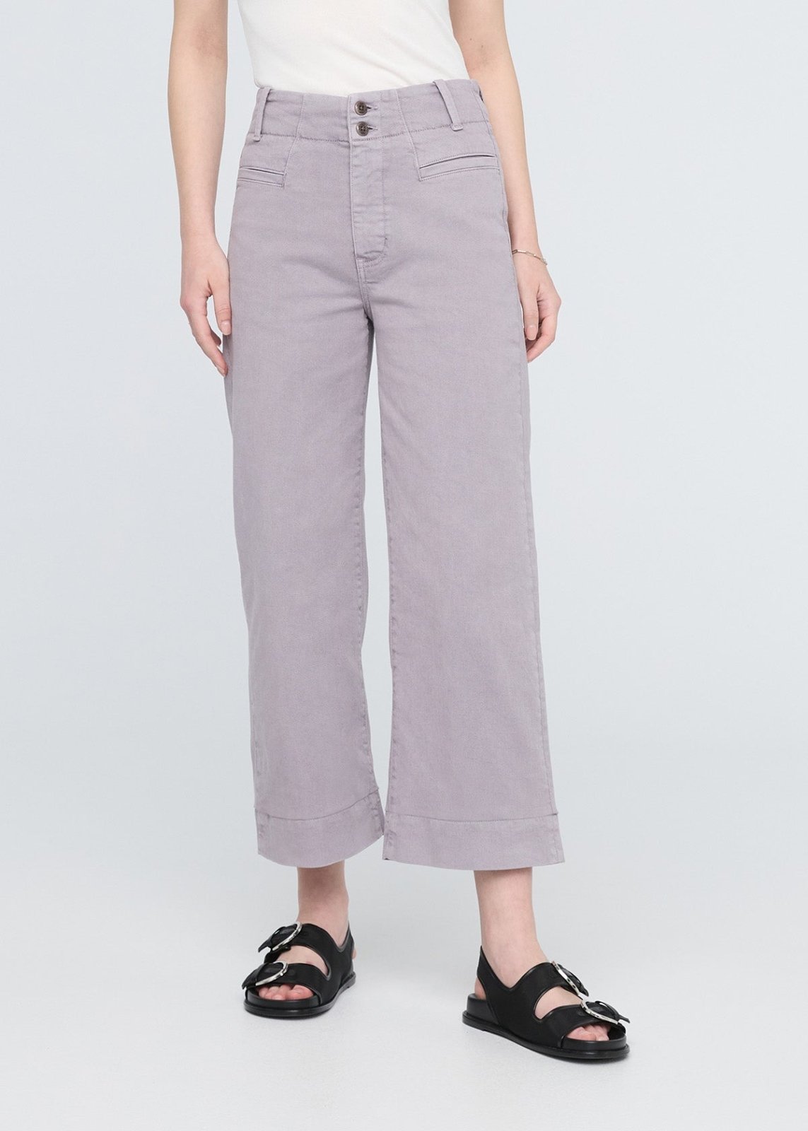 women's ash high rise twill trouser front