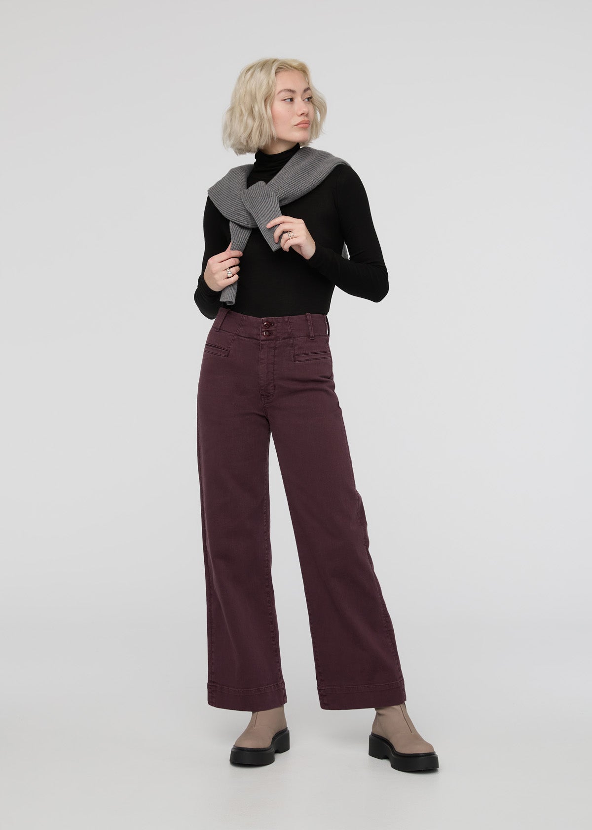 womens raisin high rise twill trouser full body