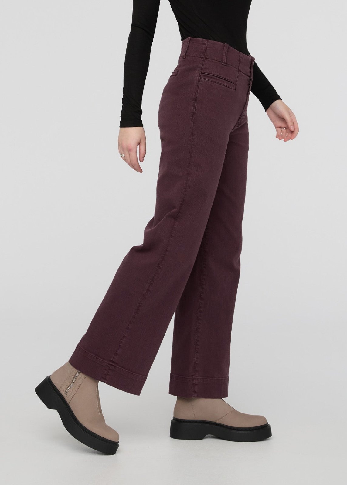 womens raisin high rise twill trouser side