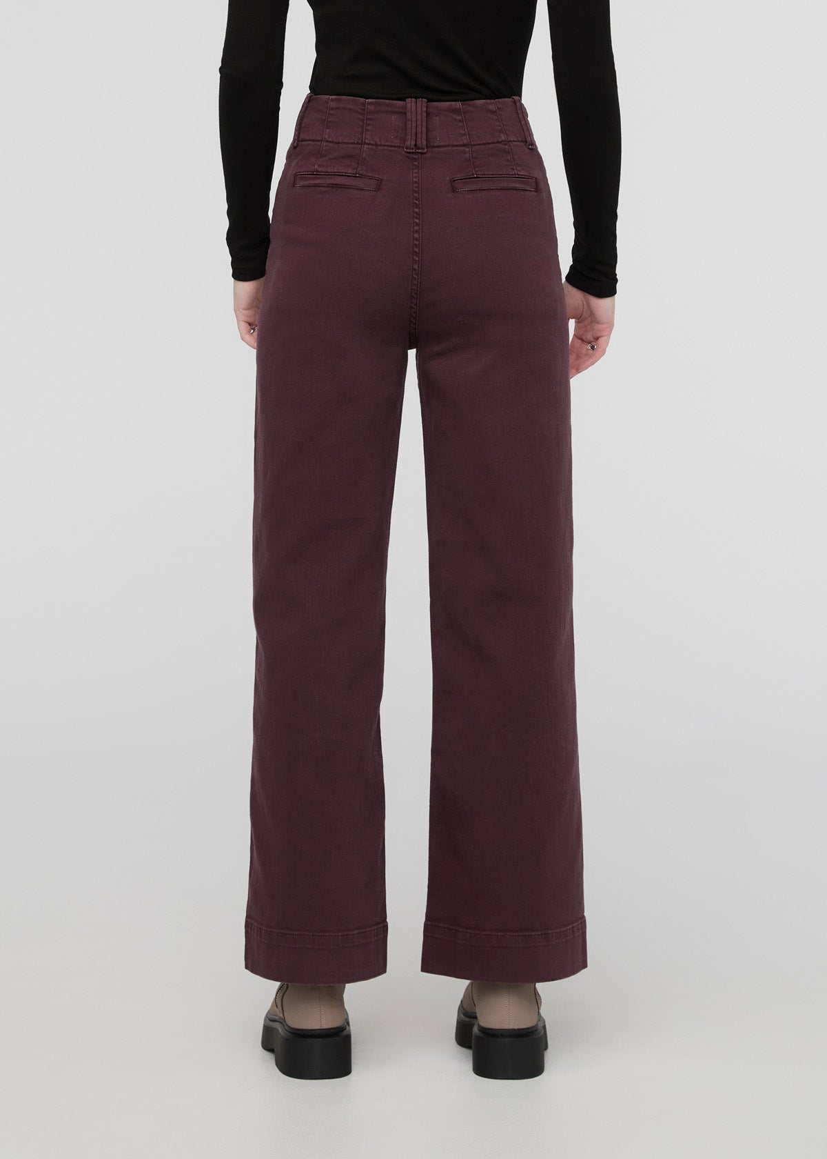 womens raisin high rise twill trouser back