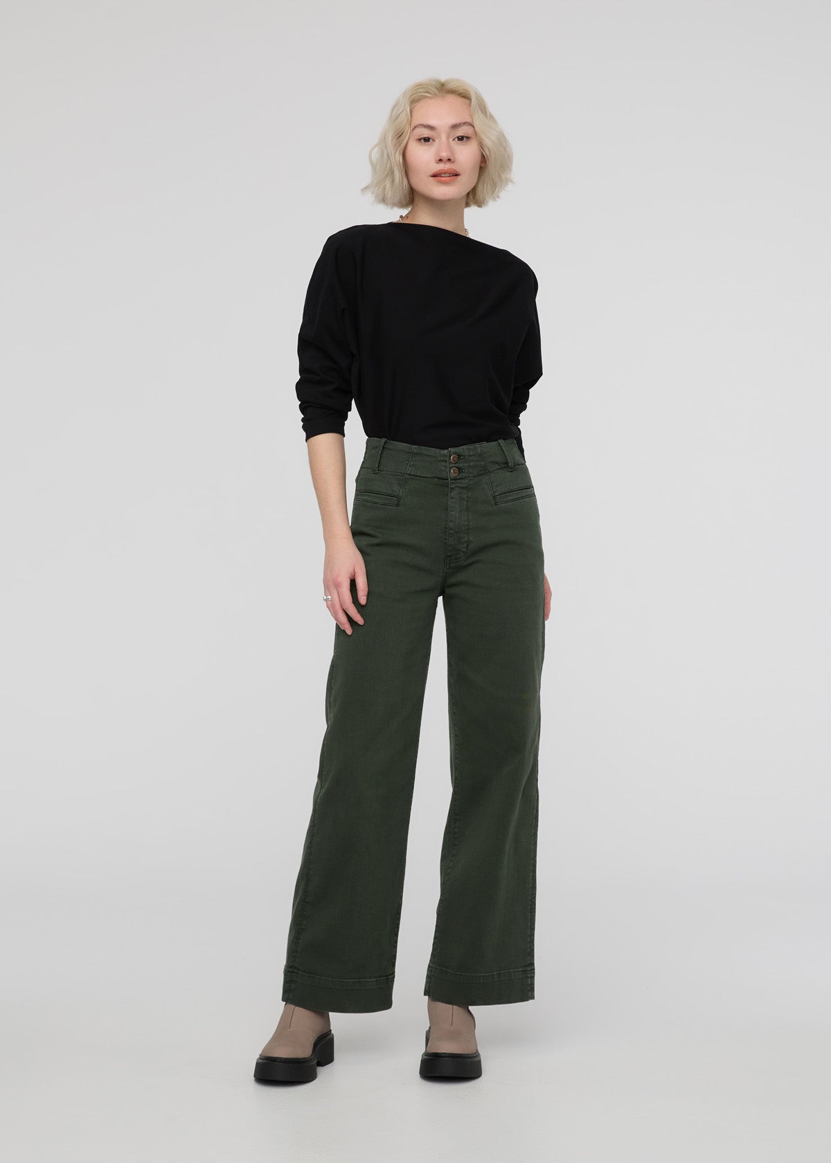 womens peat high rise twill trouser full body