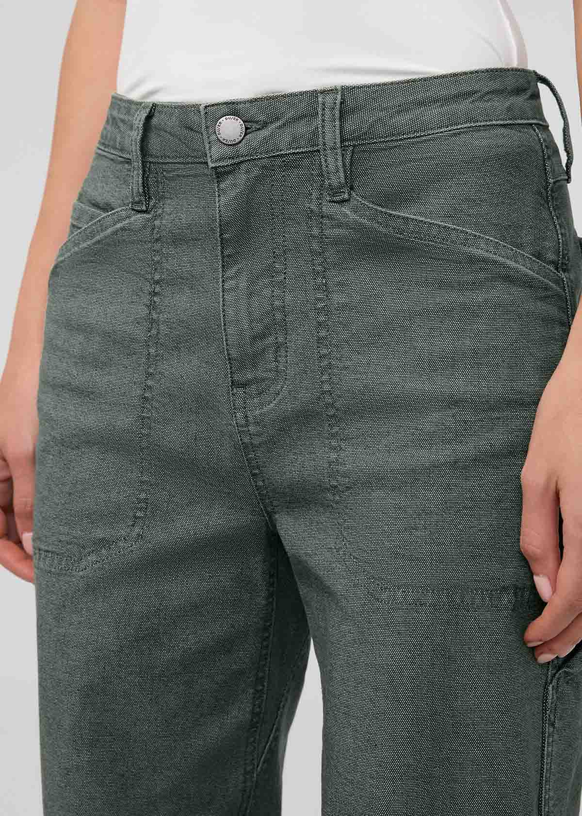 Women's Black Spruce Stretch Canvas Utility Pants front waistband detail