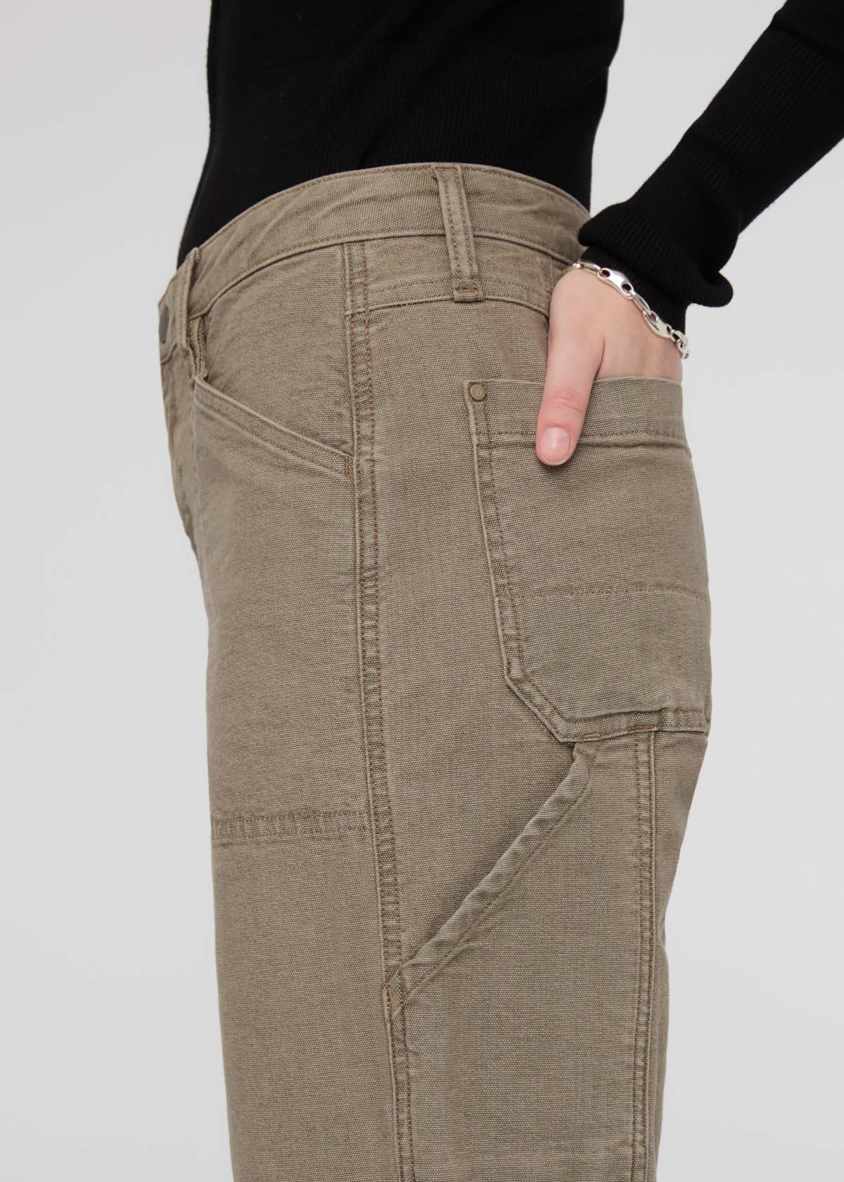 womens stretch canvas teak utility pants side pockets