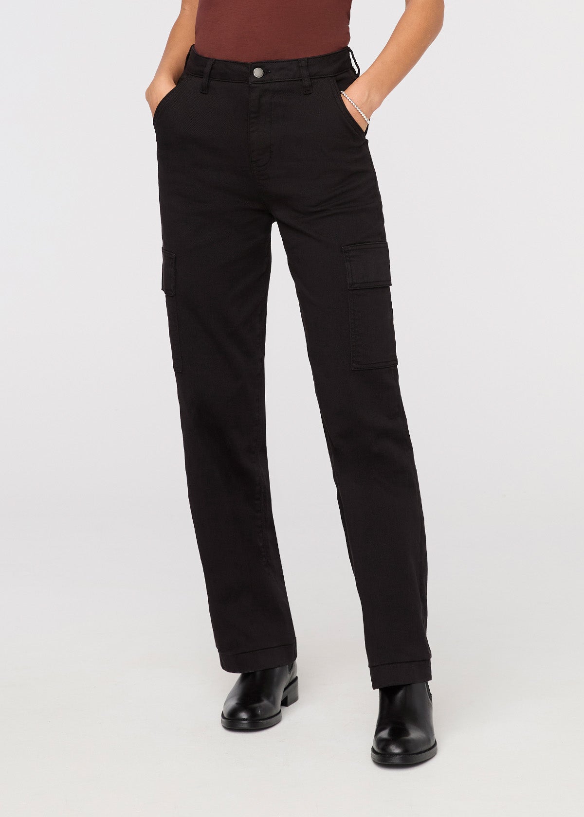 Women's Black Twill Cargo Pants