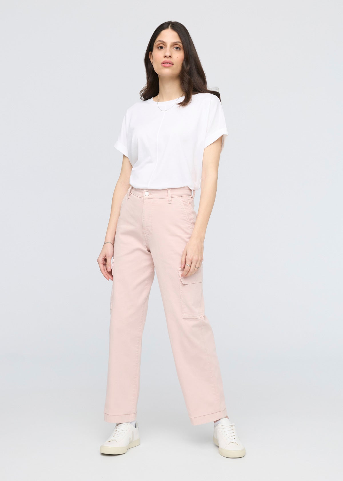 women's soft rose high rise twill cargo pants full body