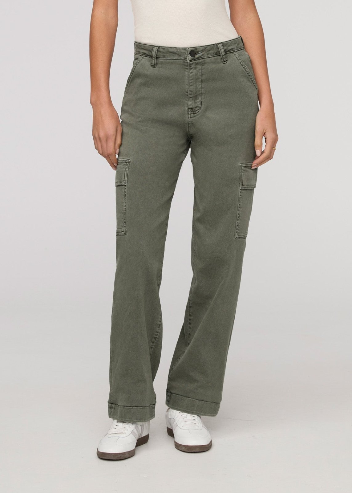 women's thyme high rise twill cargo pants front