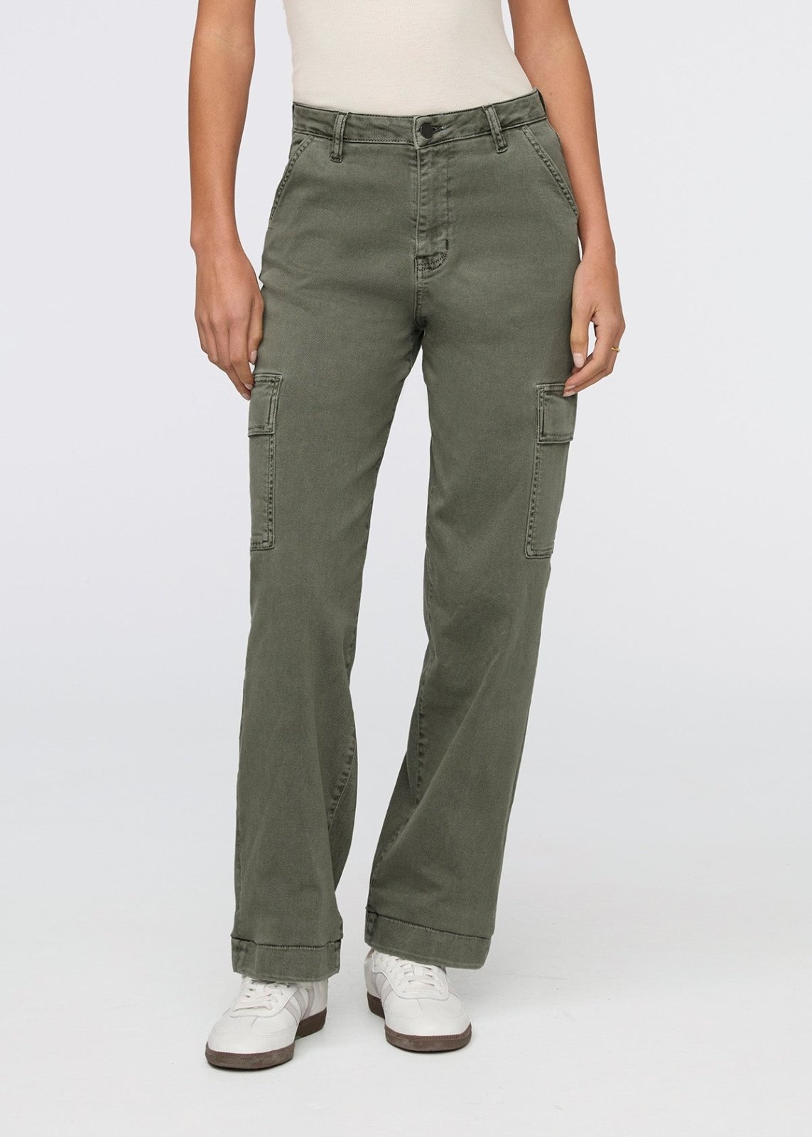 women's thyme high rise twill cargo pants front