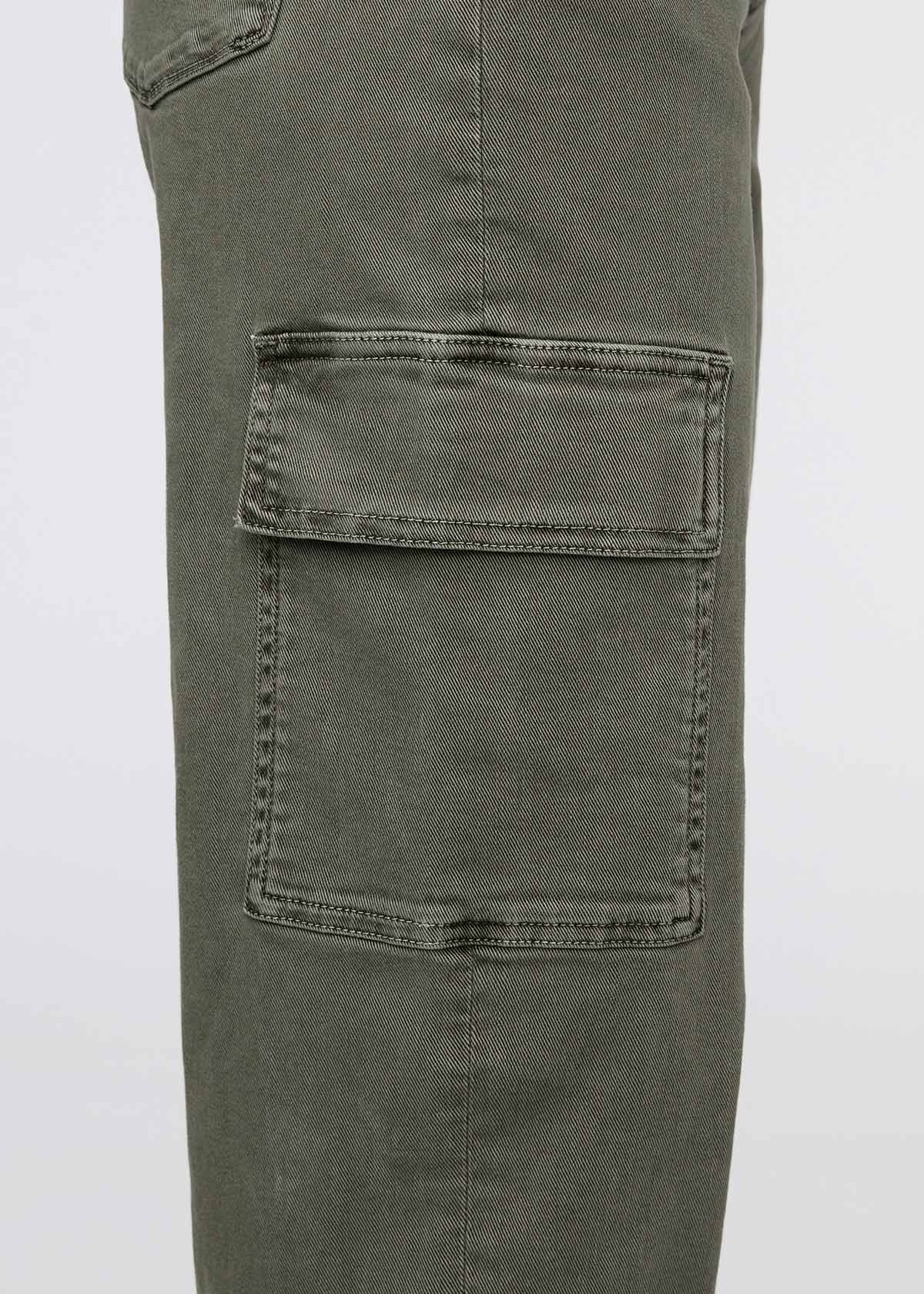 women's thyme high rise twill cargo pants pocket