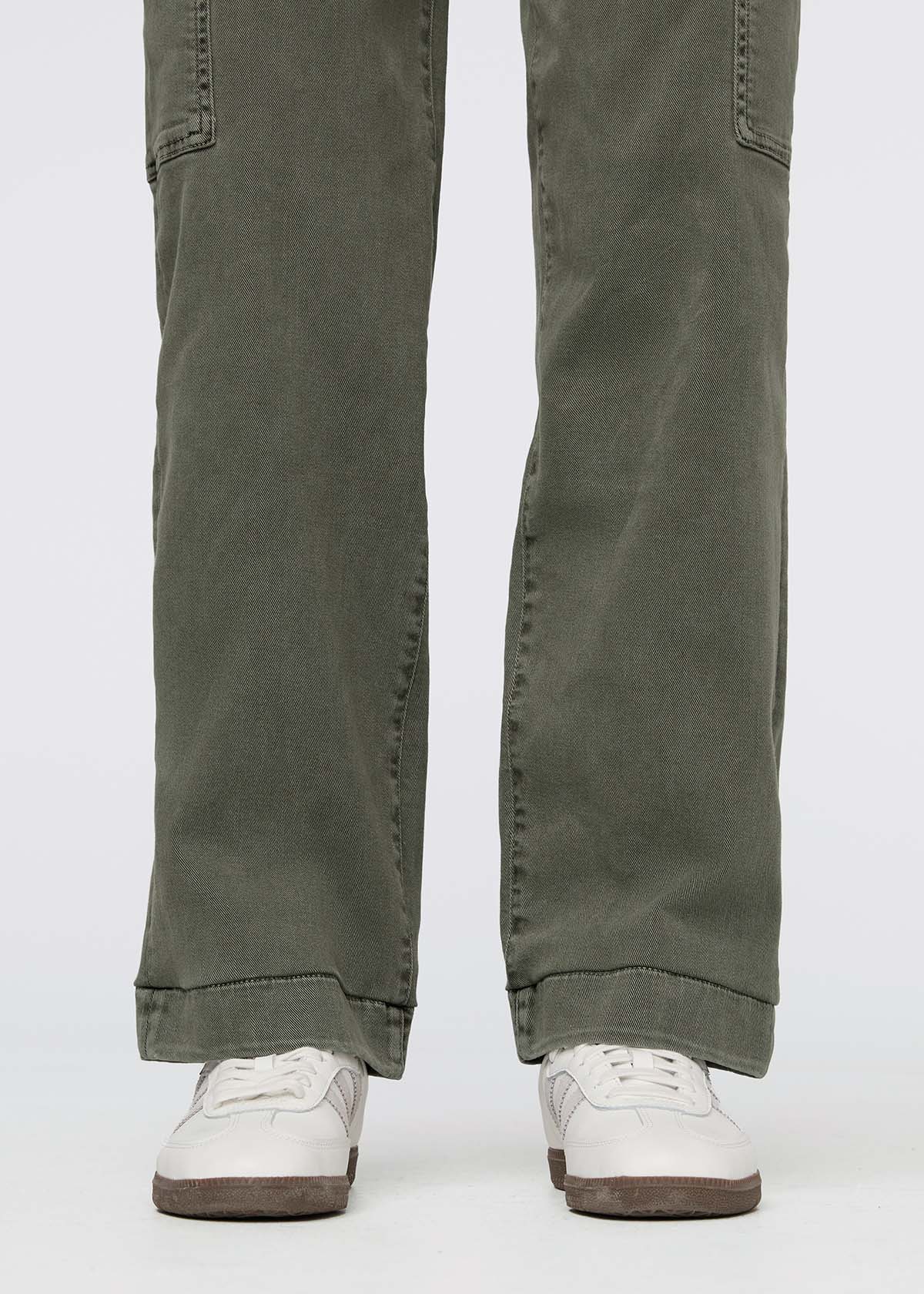 women's thyme high rise twill cargo pants hem