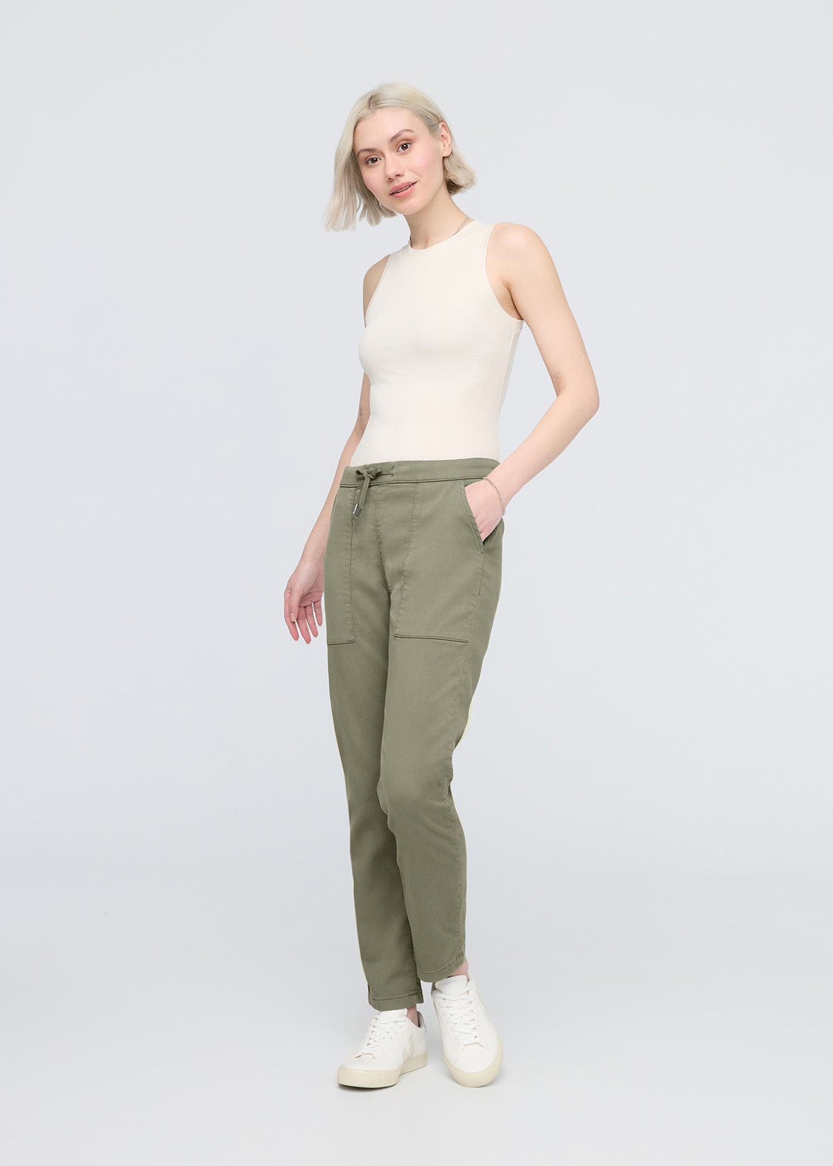 Women's Light Olive Harbour Sweatpants Full Body