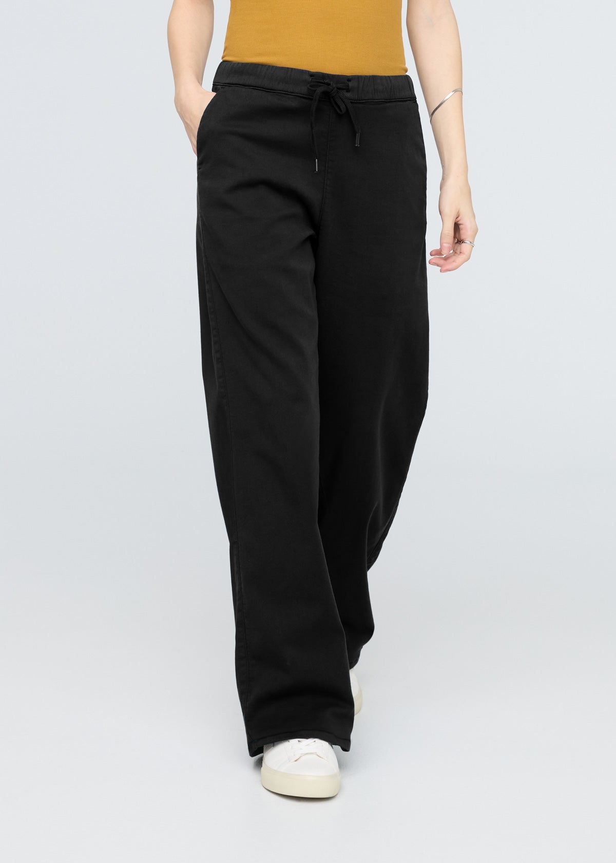 Women's Black Wide Leg Sweatpants - Main Image
