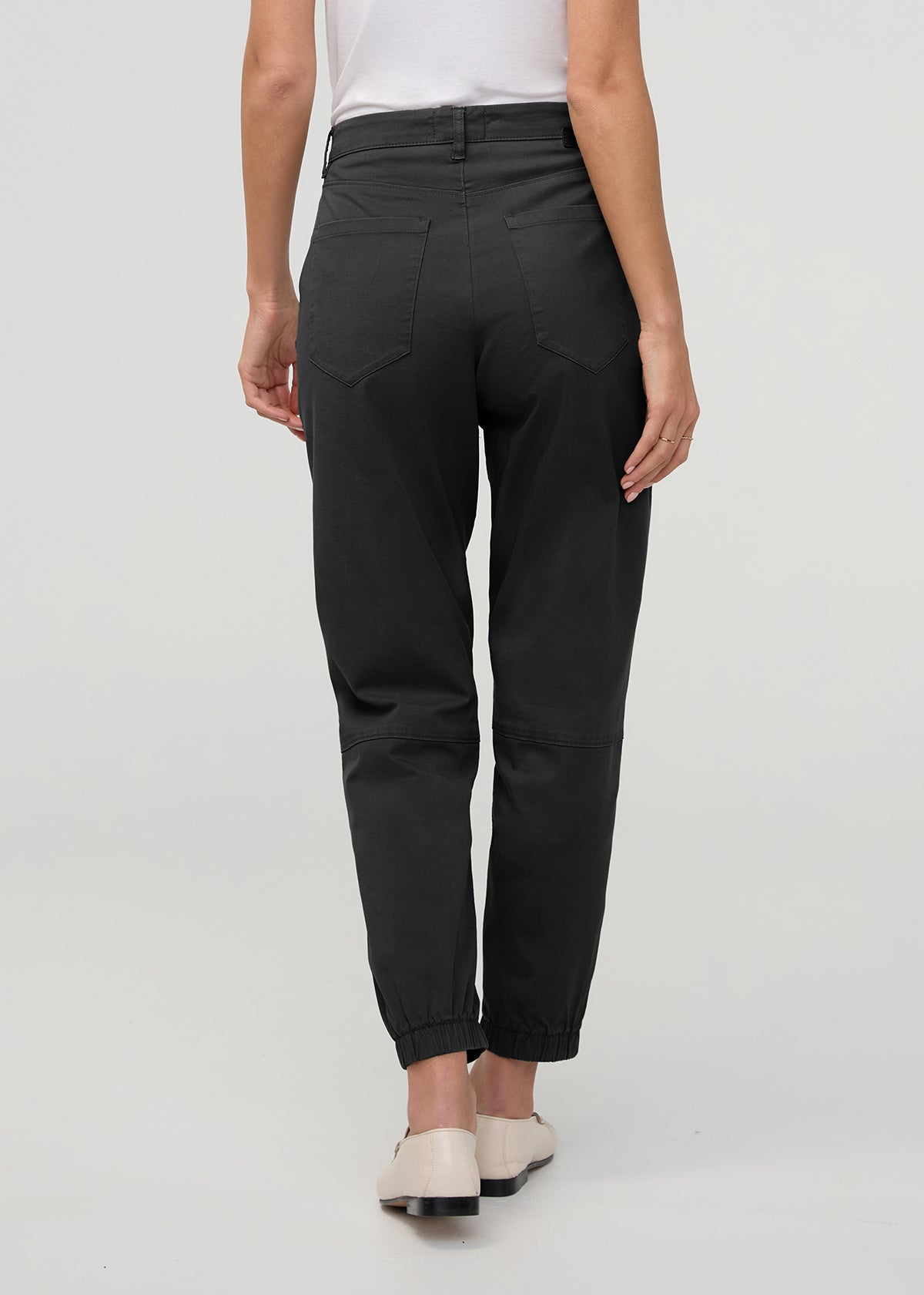 Women's Black Stretch Twill Jogger back 