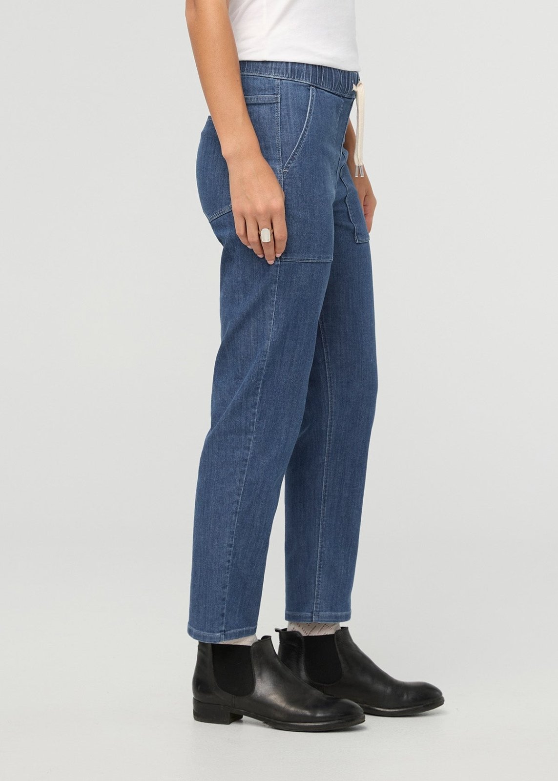 Women's Seaside Blue Relaxed Pull On Lightweight Denim Pants