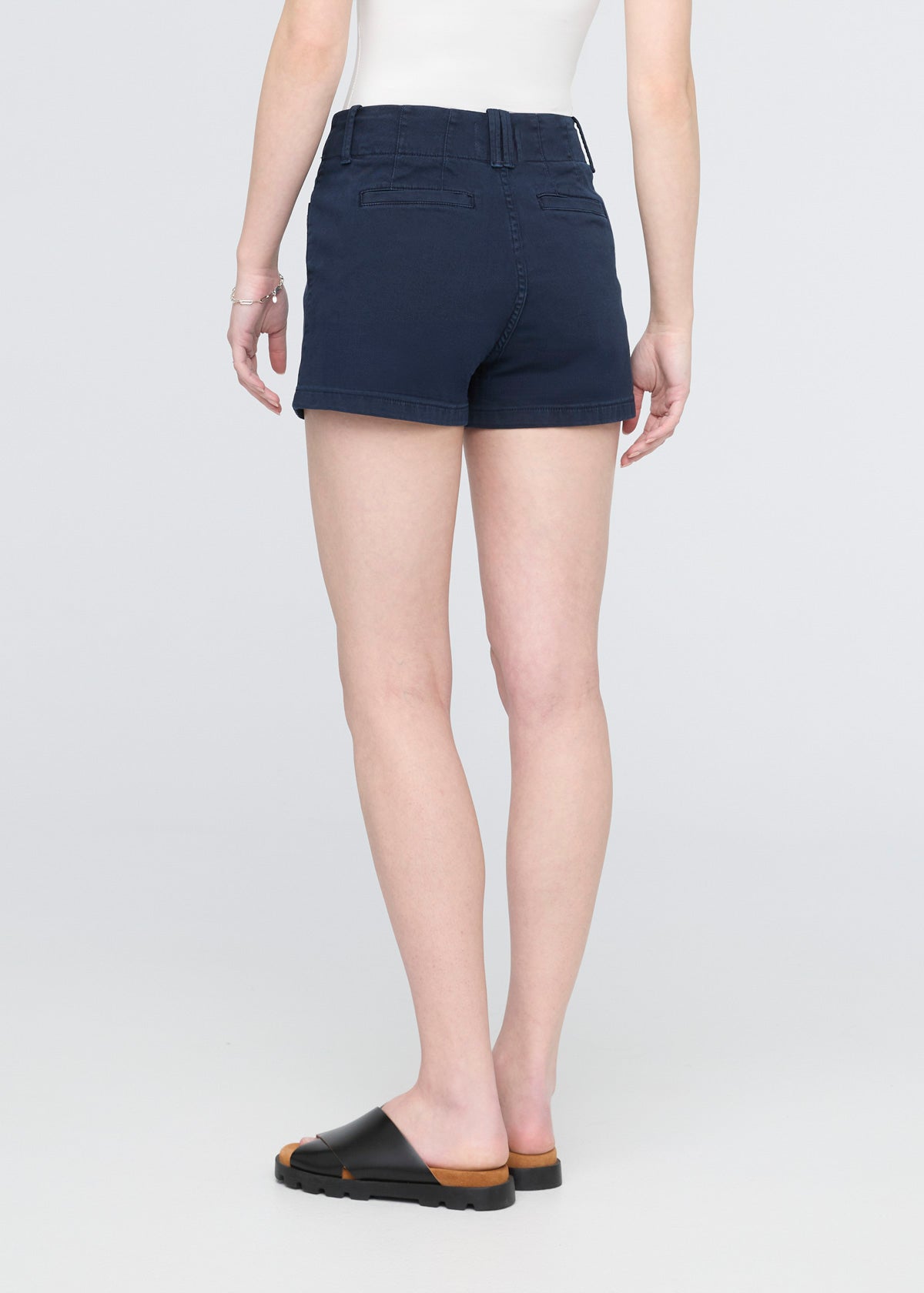 Women's Dark Blue High Rise A-Line Shorts Back