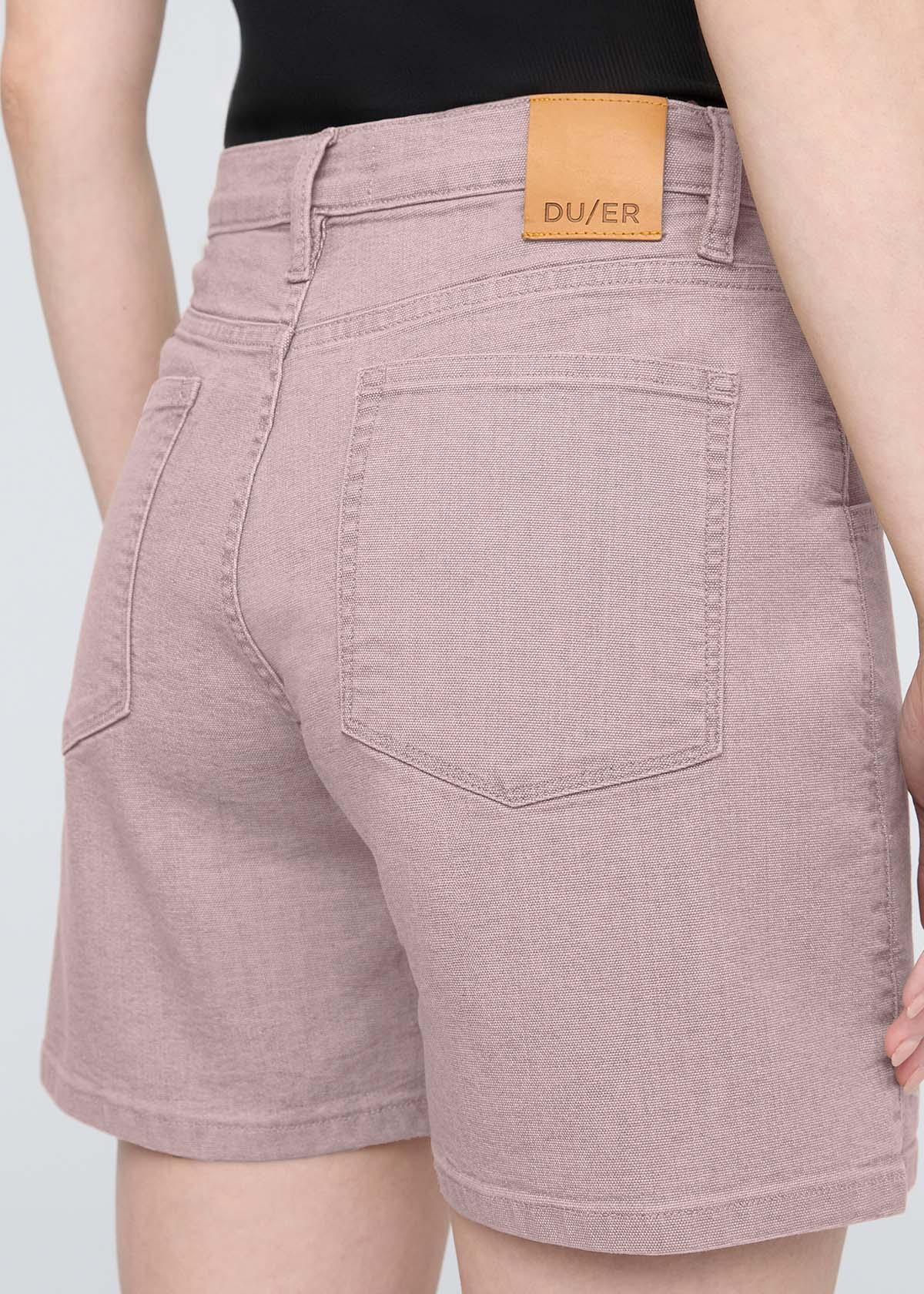 Women's Stretch Canvas Chalk High Rise Relaxed Shorts Back Pocket