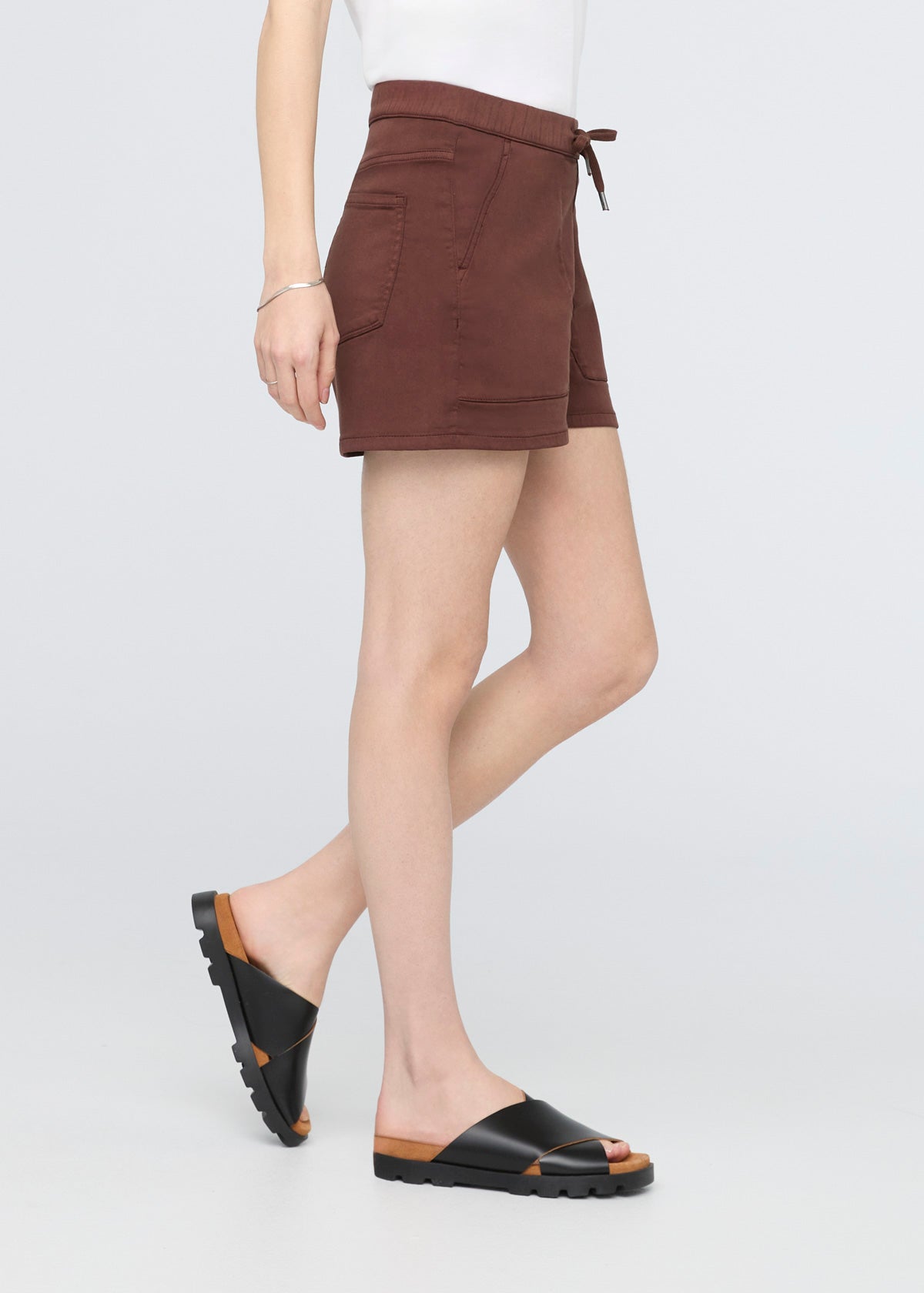 Women's Deep Taupe Pull On Drawstring Shorts side