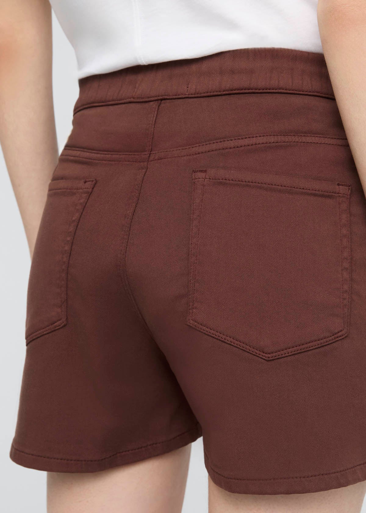 Women's Deep Taupe Pull On Drawstring Shorts back detail