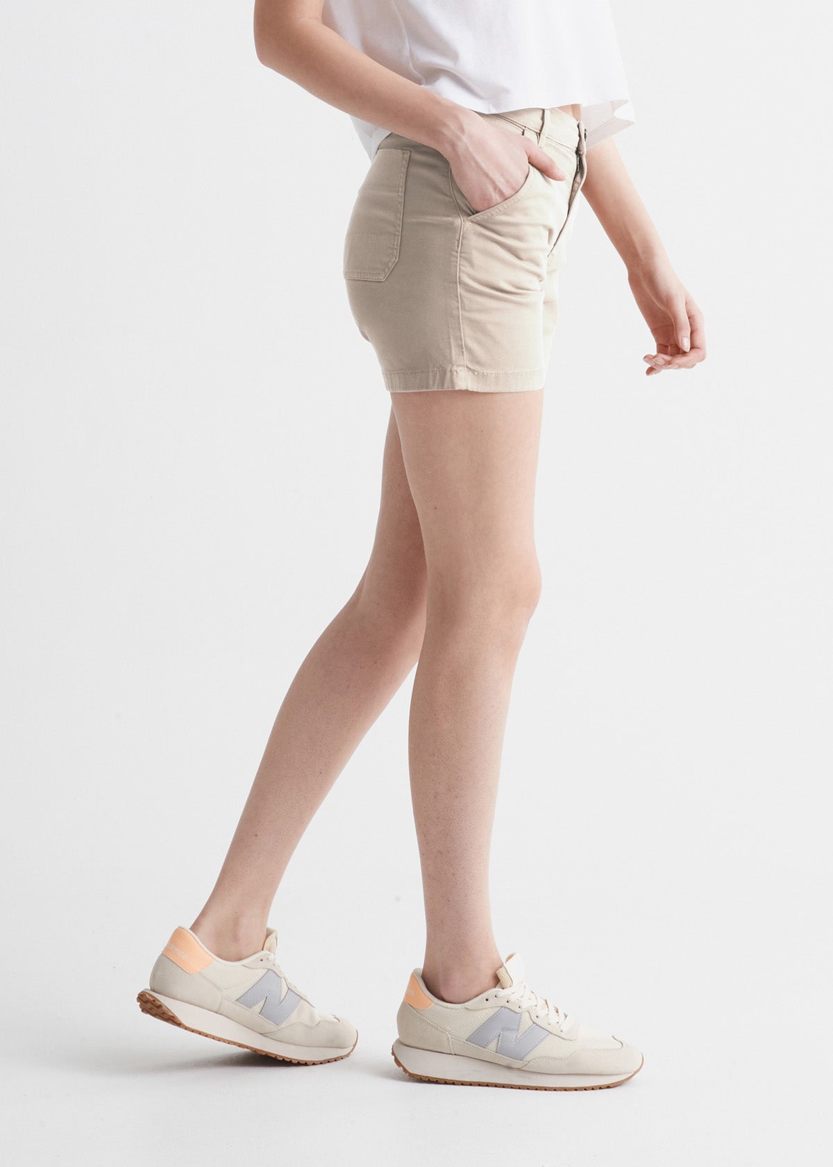 womens off-white stretch utility shorts side