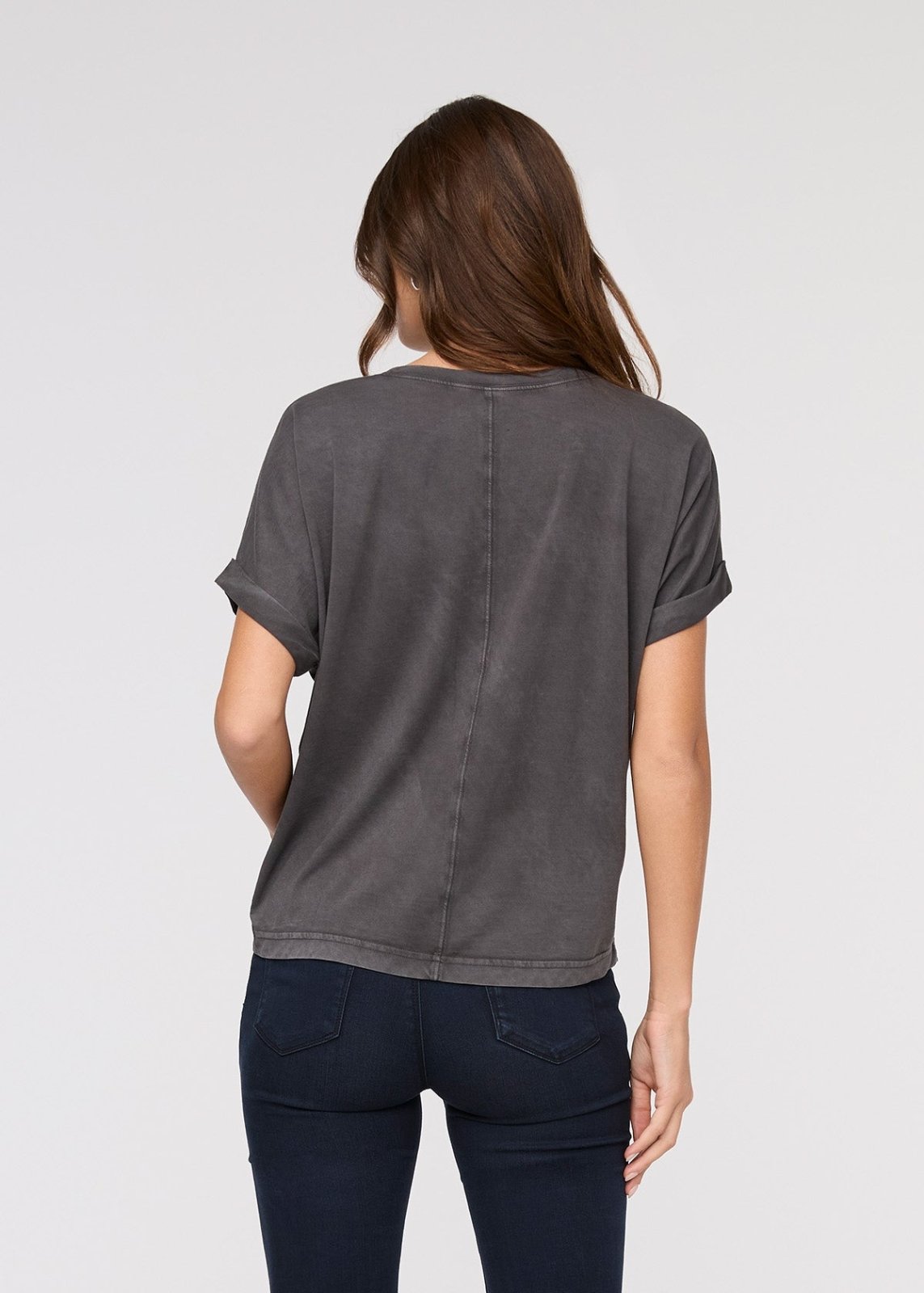 womens washed grey 100% pima cotton shirt back