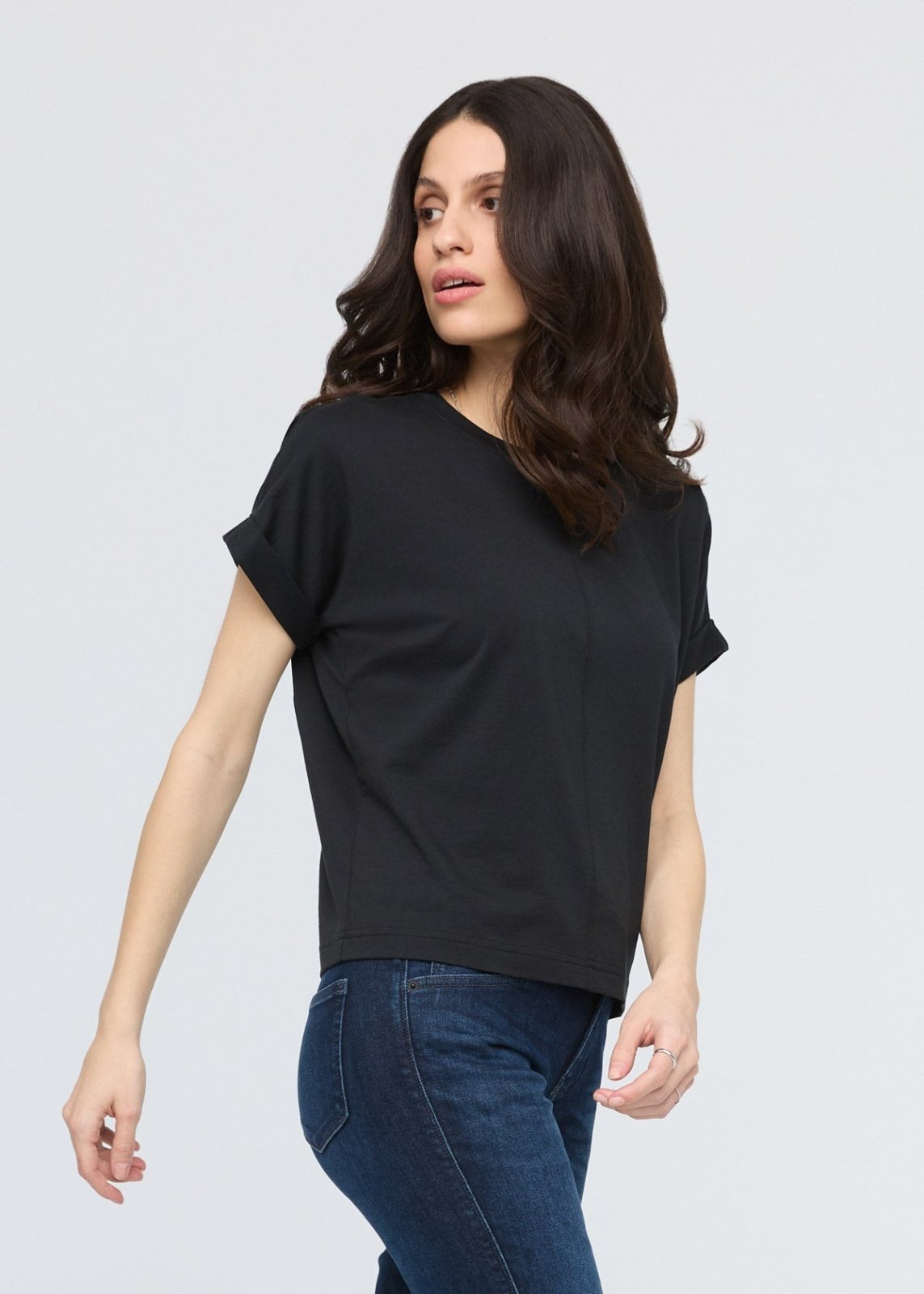 womens black 100% pima cotton t-shirt side