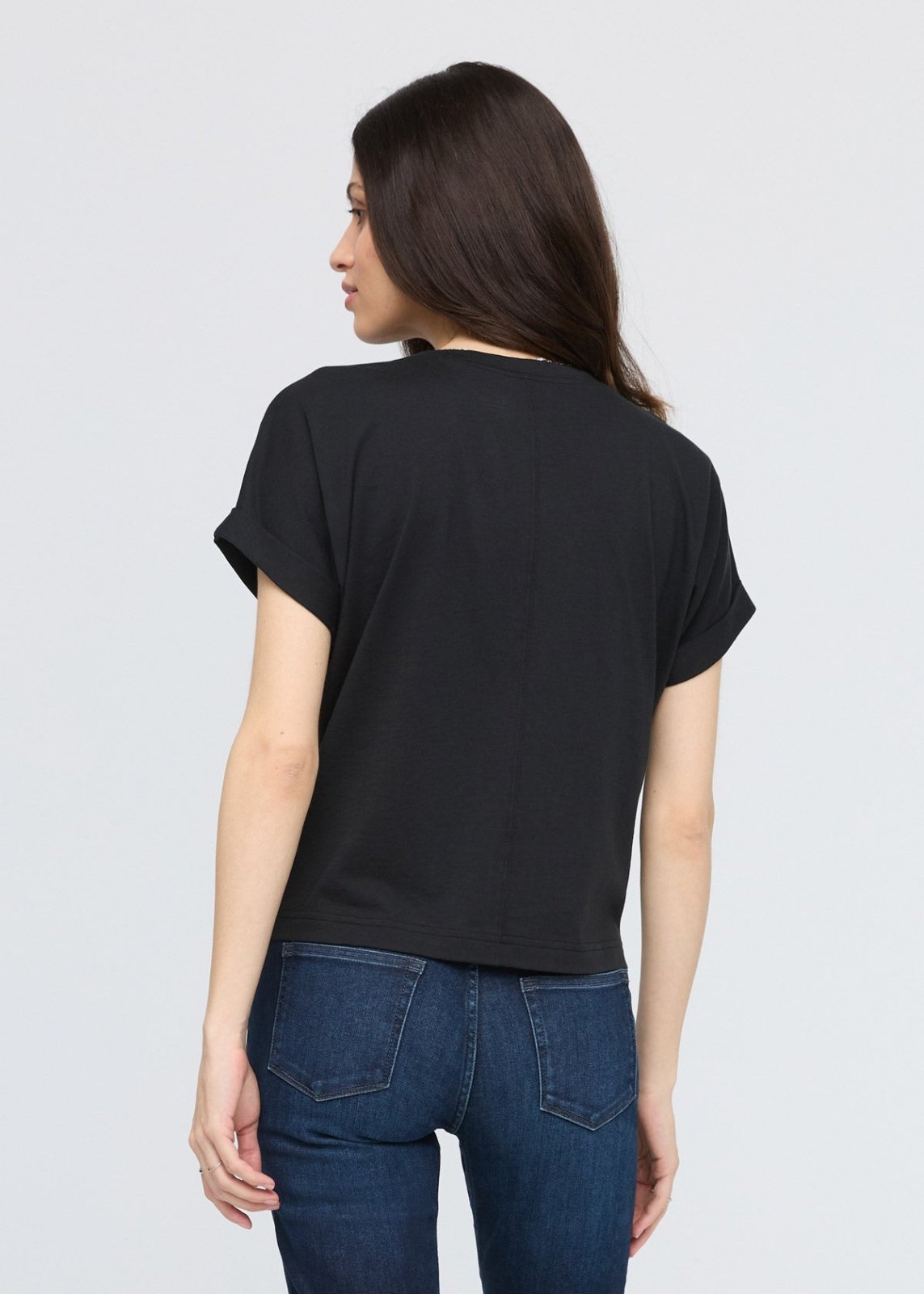 womens black 100% pima cotton t-shirt back