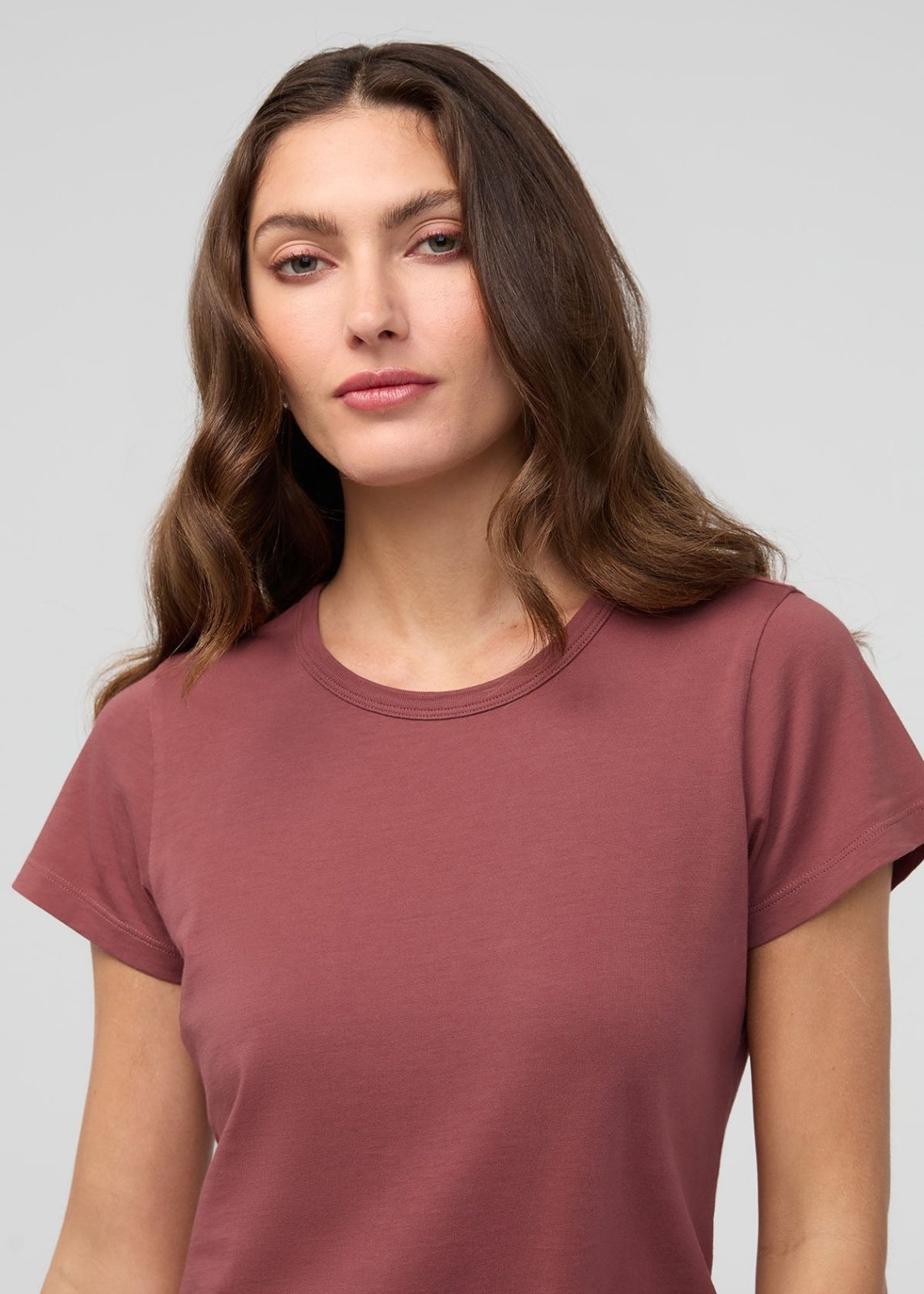 Women's Red Clay 100% Pima Cotton Fitted T-Shirt Neck