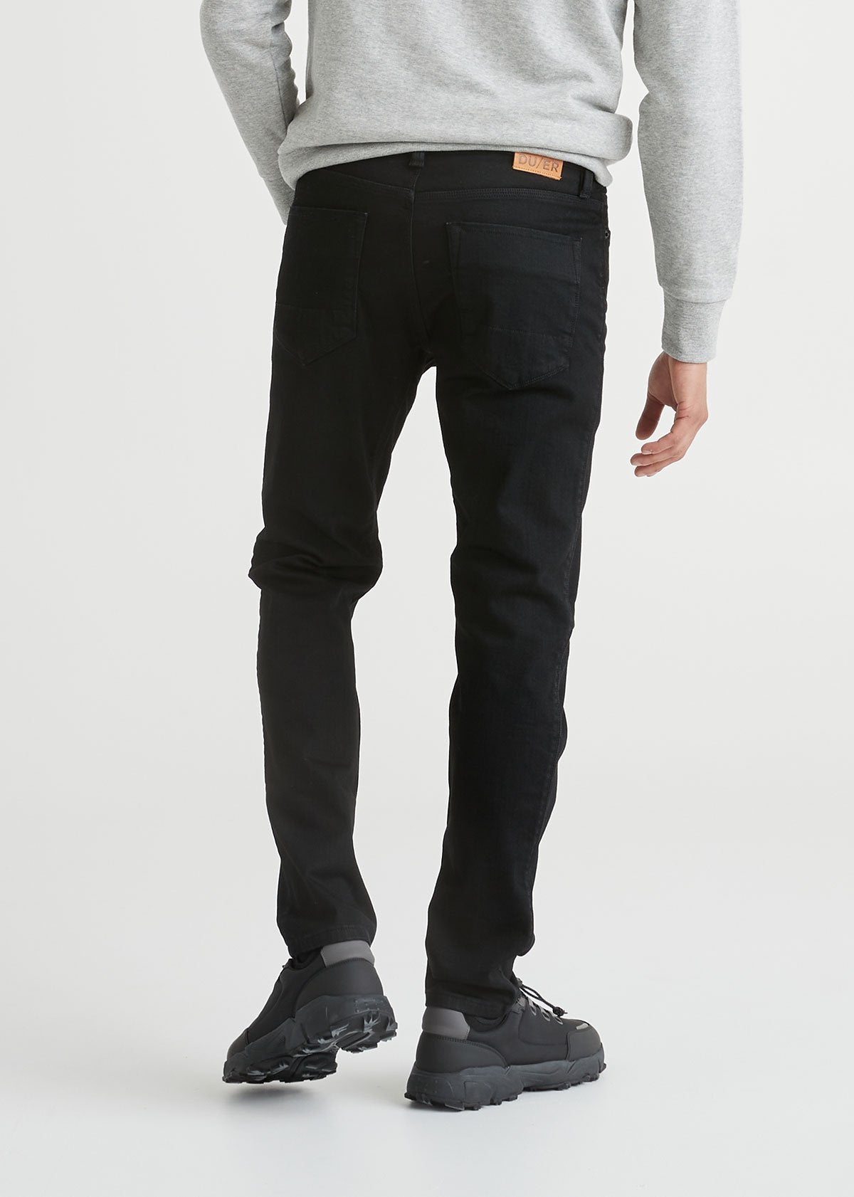 mens black slim fit warm stretch jeans back