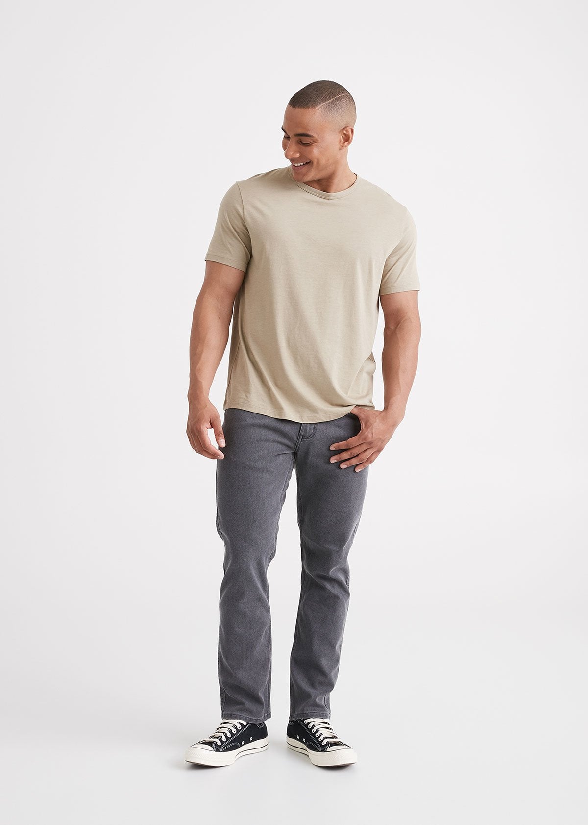 mens aged grey relaxed fit stretch jeans full body