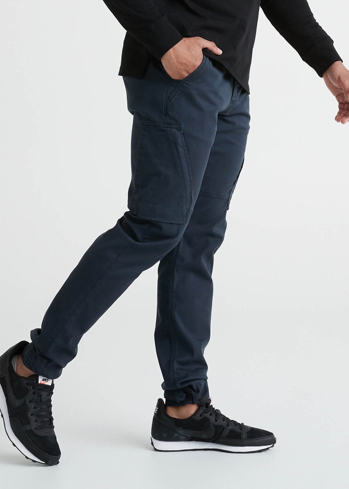 Men's Curling pants in navy winter cotton drill made in France