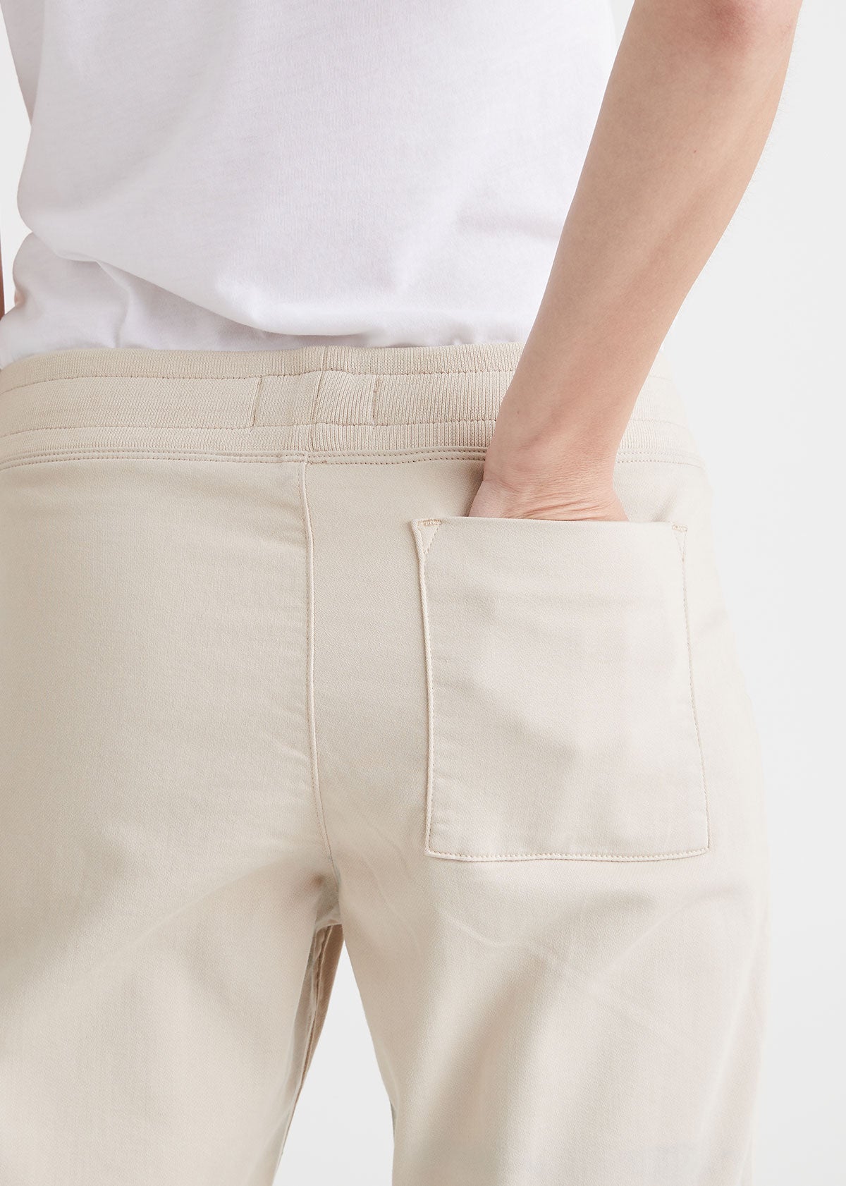 Women's White Crop Sweatpant Back Pocket Detail