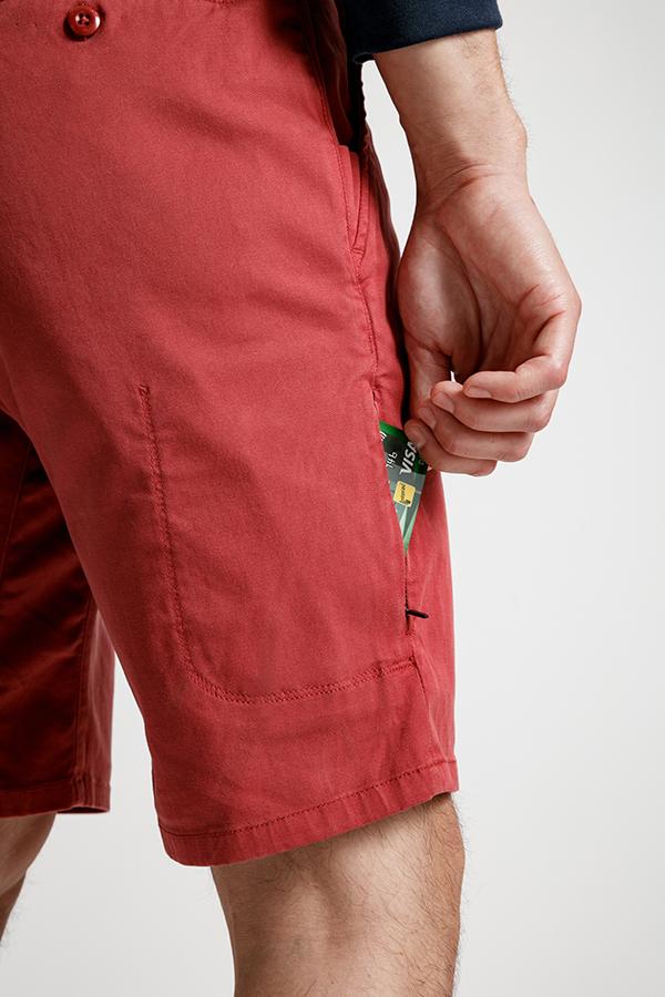 mens red lightweight shorts security pocket