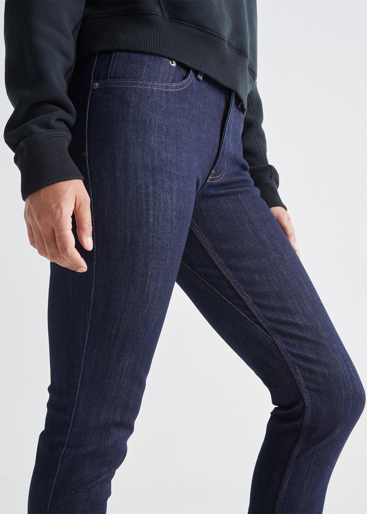Women's Dark Wash Slim Fit Stretch Fleece-Lined Jeans