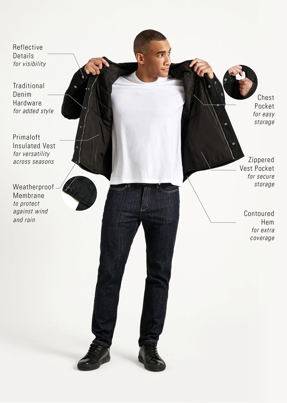 Men's Black Water-Resistant Stretch Denim Jacket – DUER